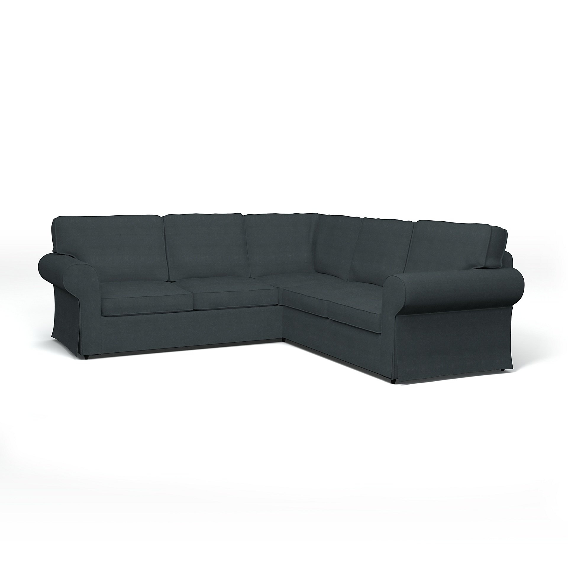 IKEA - Ektorp 4 Seater Corner Sofa Cover, Graphite Grey, Linen - Bemz