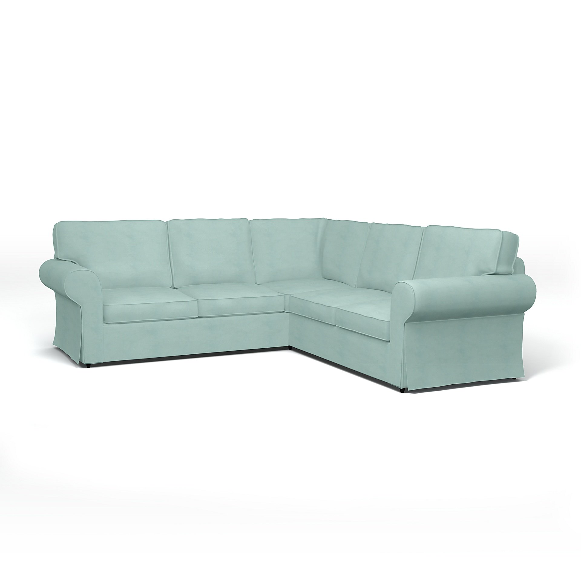 IKEA - Ektorp 4 Seater Corner Sofa Cover, Mineral Blue, Linen - Bemz