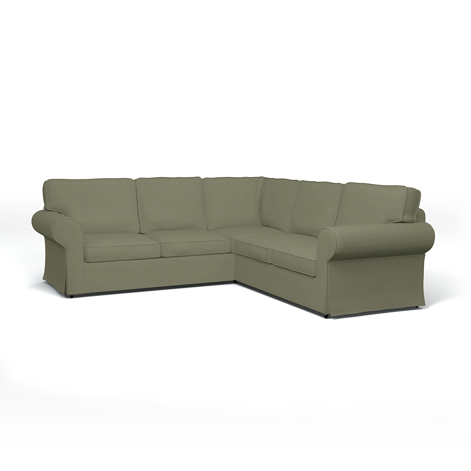 IKEA - Ektorp 4 Seater Corner Sofa Cover, Sage, Linen - Bemz