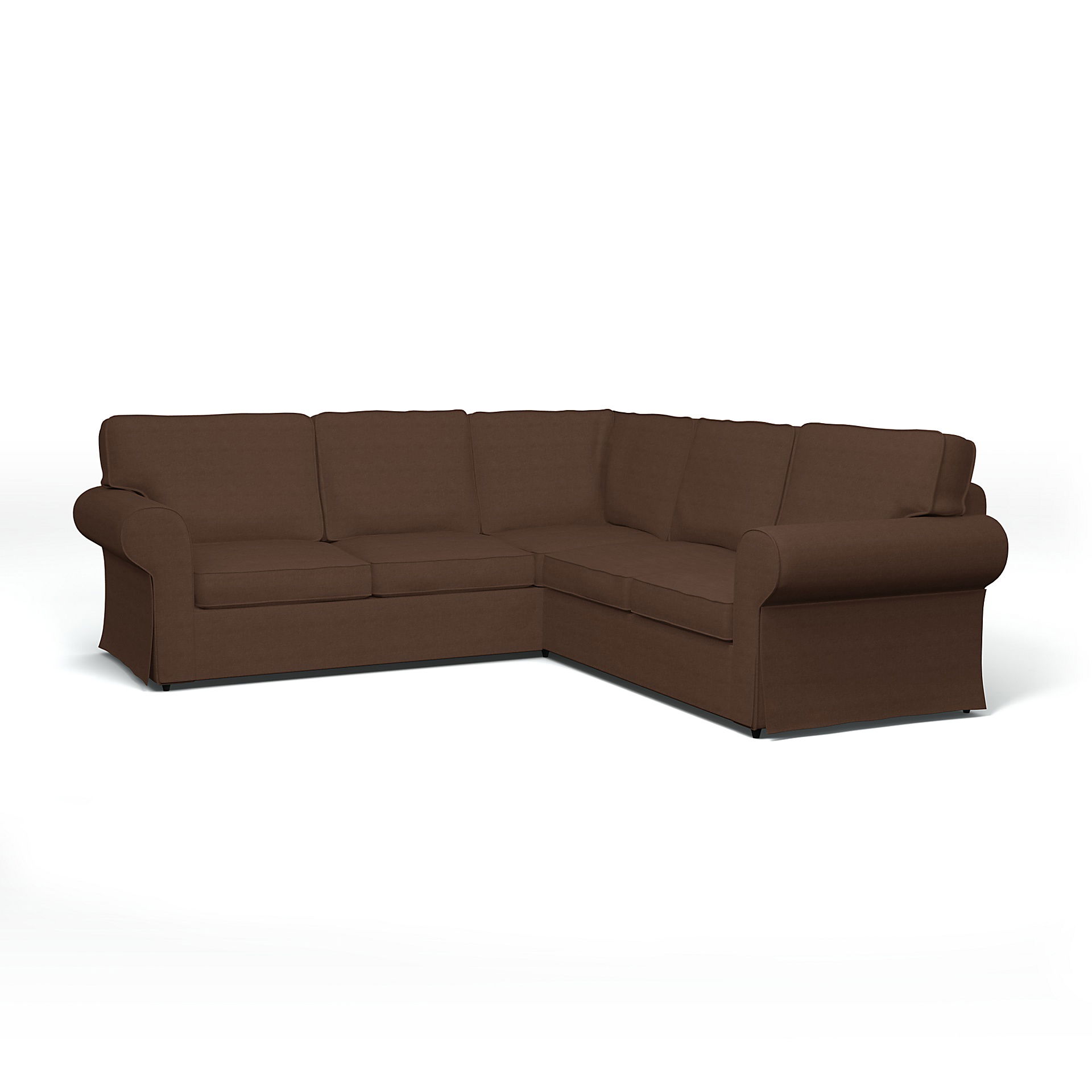IKEA - Ektorp 4 Seater Corner Sofa Cover, Chocolate, Linen - Bemz