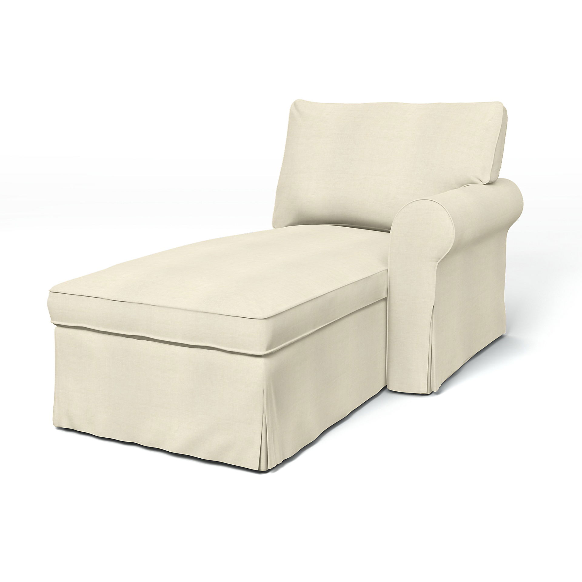 IKEA - Ektorp Chaise with Right Armrest Cover, White, Linen - Bemz