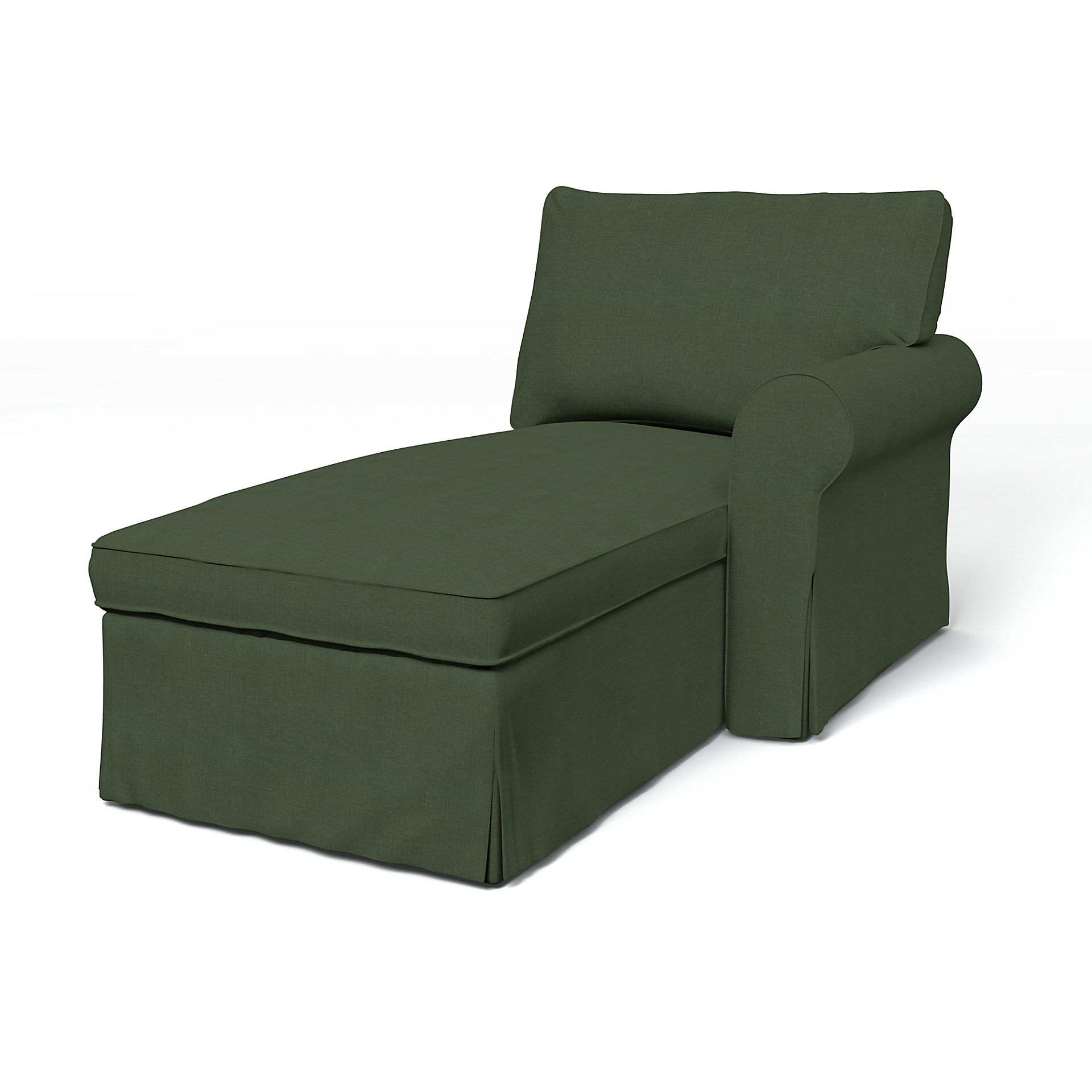 Bemz IKEA - Hoes voor chaise longue Ektorp met armleuning rechts, Moss, Linnen