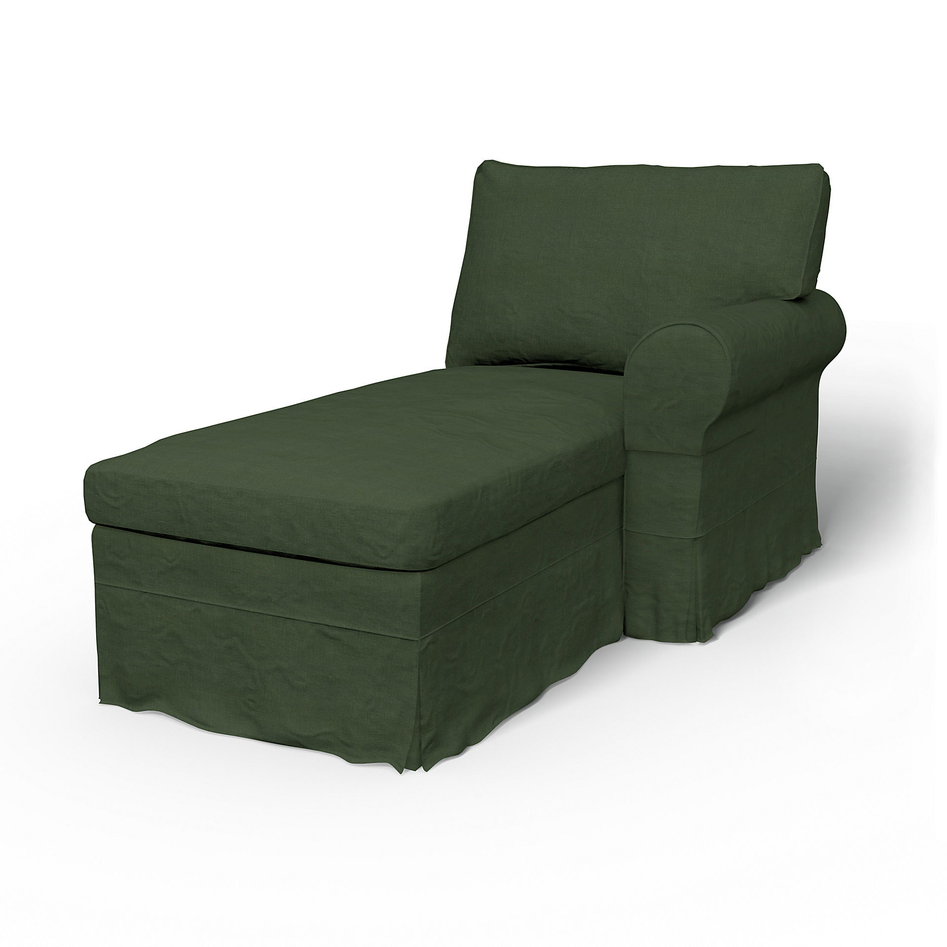 Bemz IKEA - Hoes voor chaise longue Ektorp met armleuning rechts, Moss, Linnen