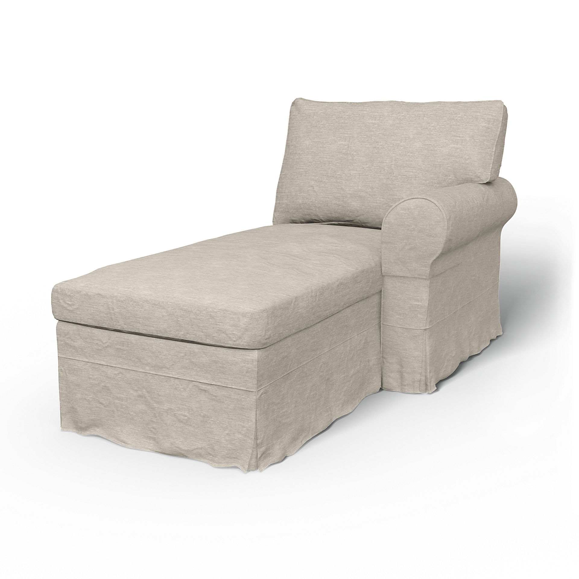 IKEA - Ektorp Chaise with Right Armrest Cover, Natural White, Velvet - Bemz