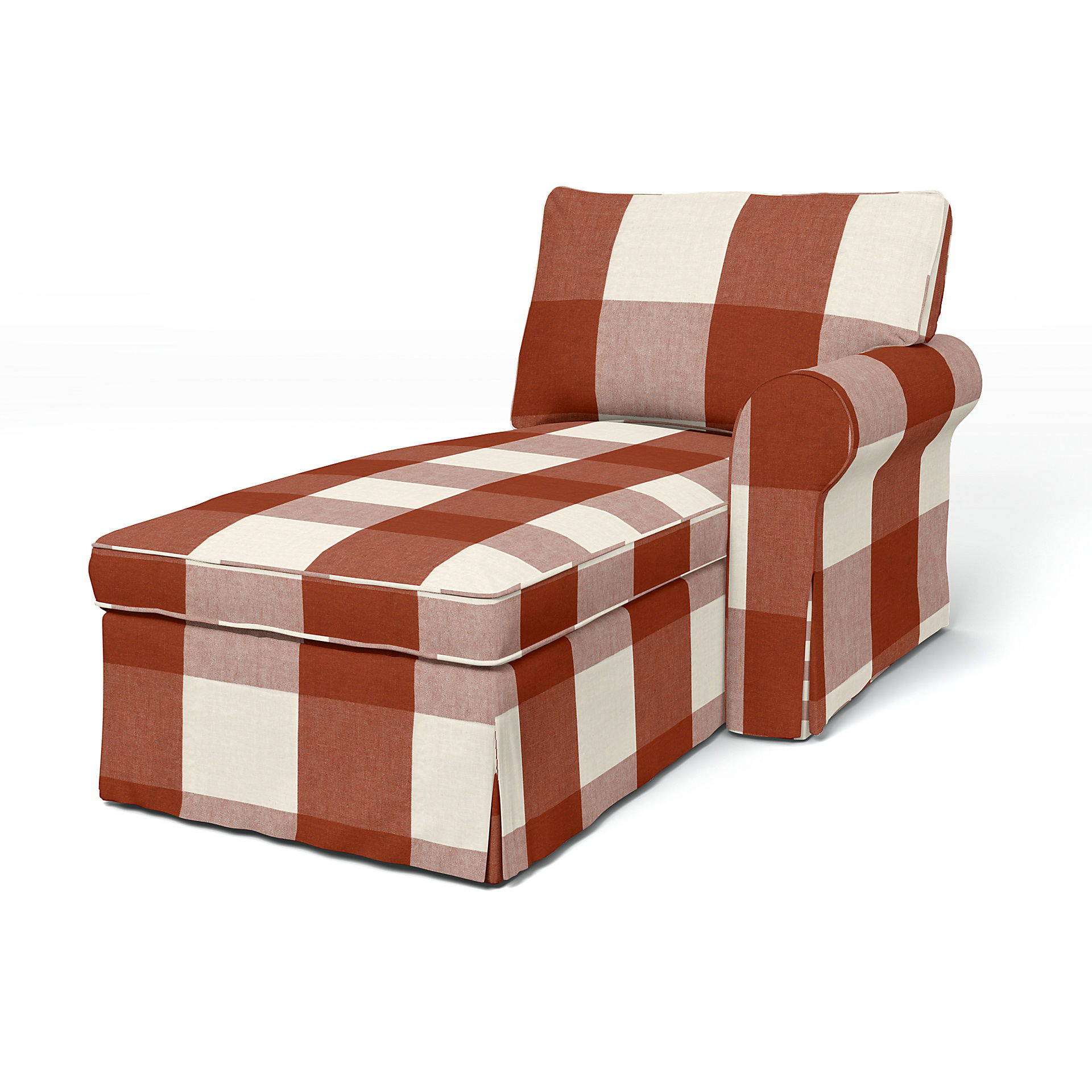 IKEA - Ektorp Chaise with Right Armrest Cover, Terracotta, Linen - Bemz