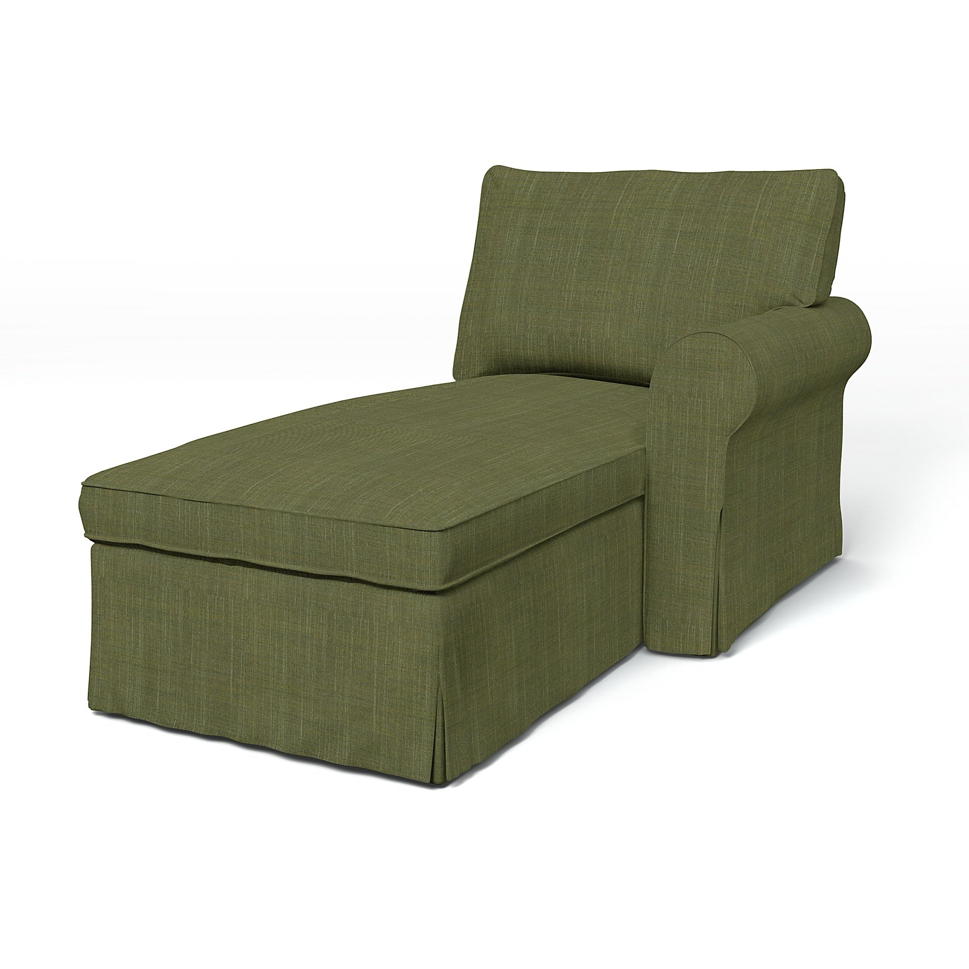 IKEA - Ektorp Chaise with Right Armrest Cover, Moss Green, Boucle & Texture - Bemz