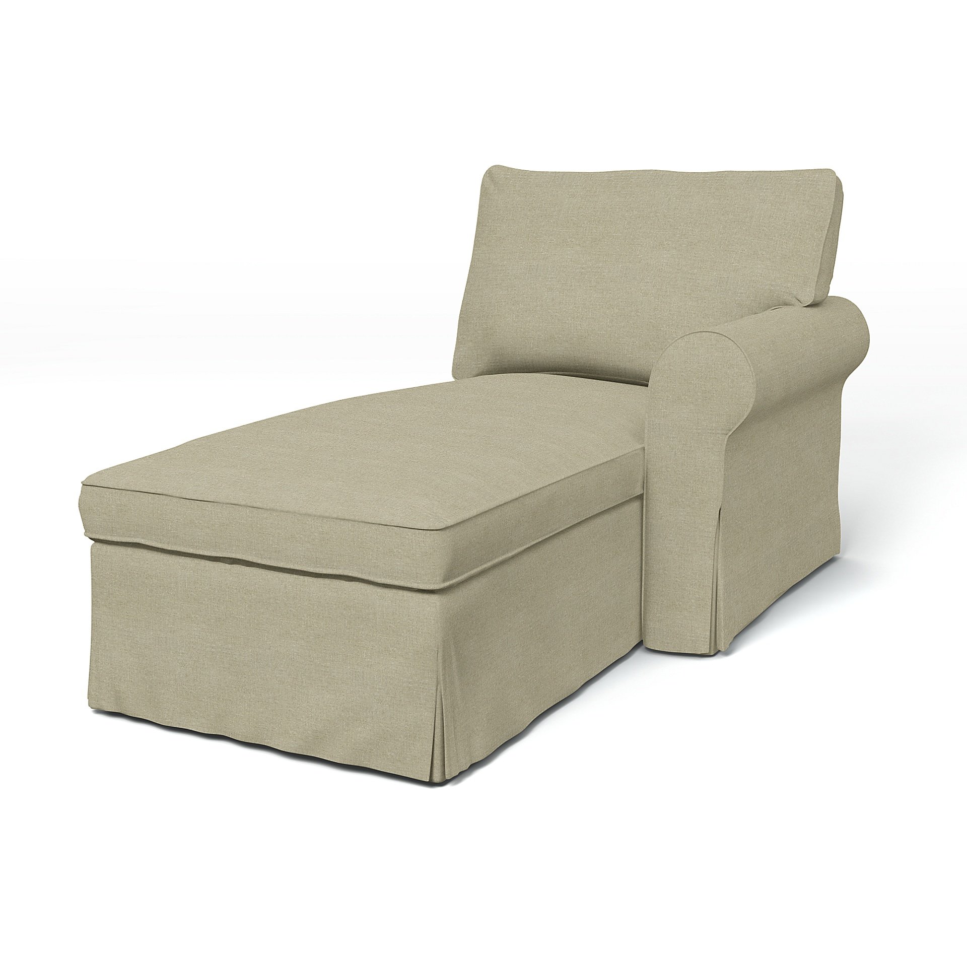 IKEA - Ektorp Chaise with Right Armrest Cover, Pebble, Linen - Bemz