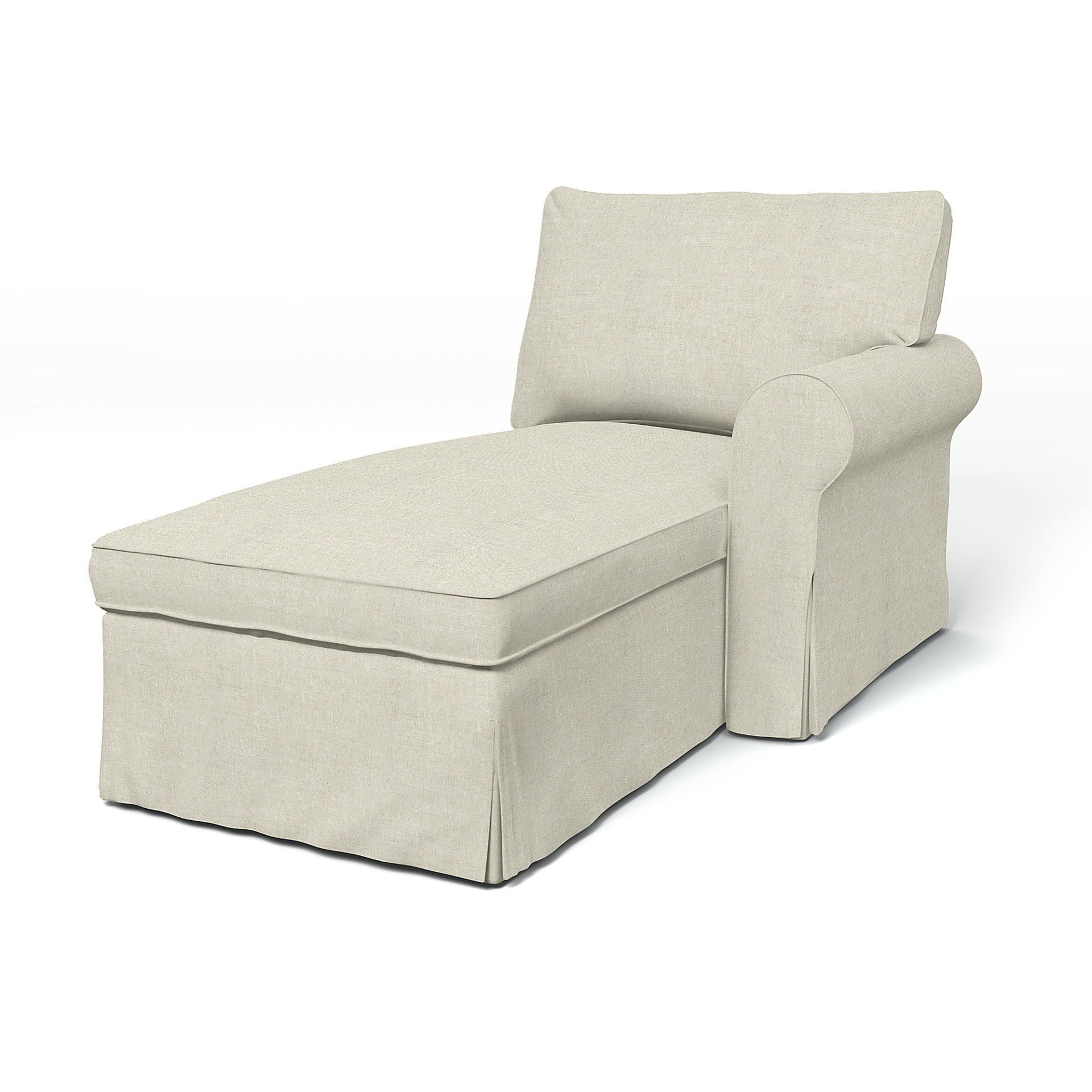 IKEA - Ektorp Chaise with Right Armrest Cover, Natural, Linen - Bemz
