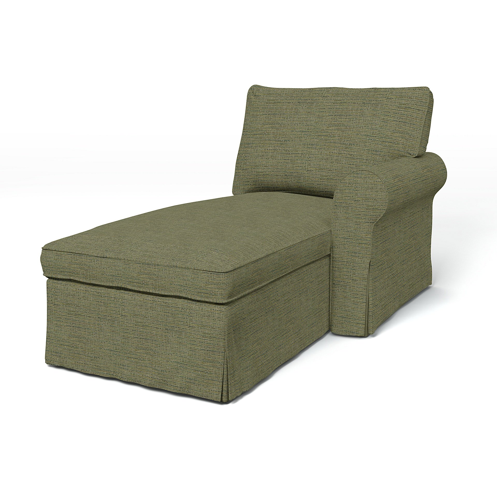IKEA - Ektorp Chaise with Right Armrest Cover, Meadow Green, Boucle & Texture - Bemz