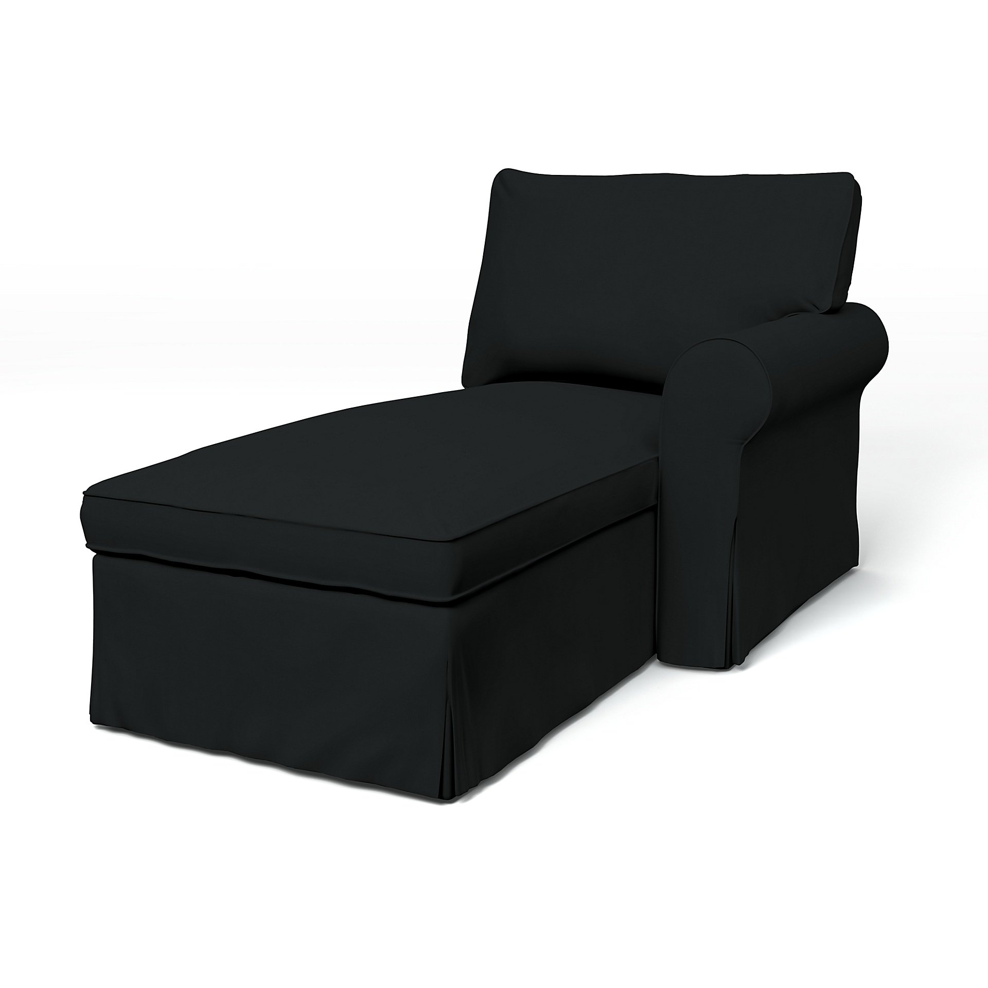 IKEA - Ektorp Chaise with Right Armrest Cover, Jet Black, Cotton - Bemz