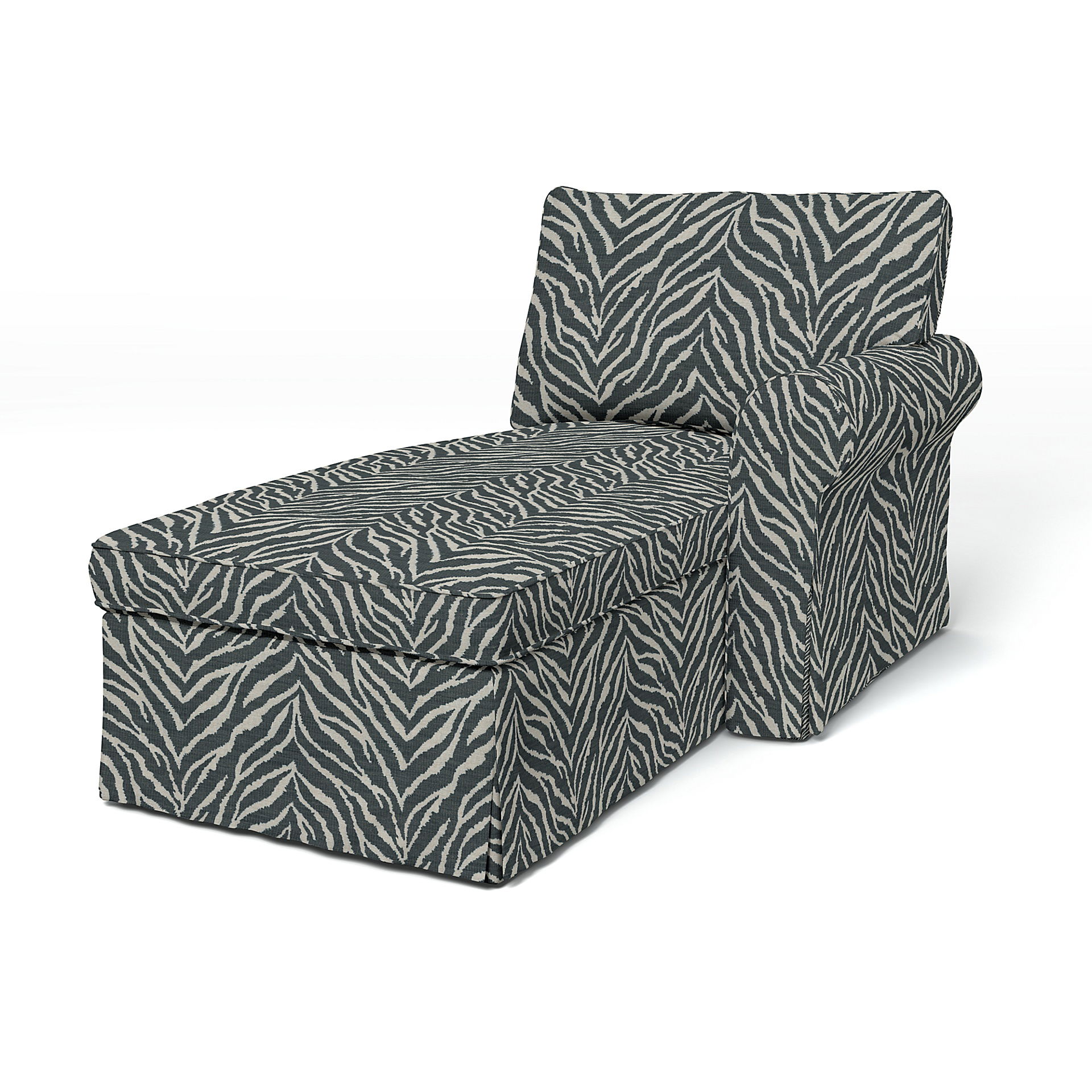 Bemz IKEA - Hoes voor chaise longue Ektorp met armleuning rechts, Black/White, DE NATURES’ PALETTE COLLECTION VAN 