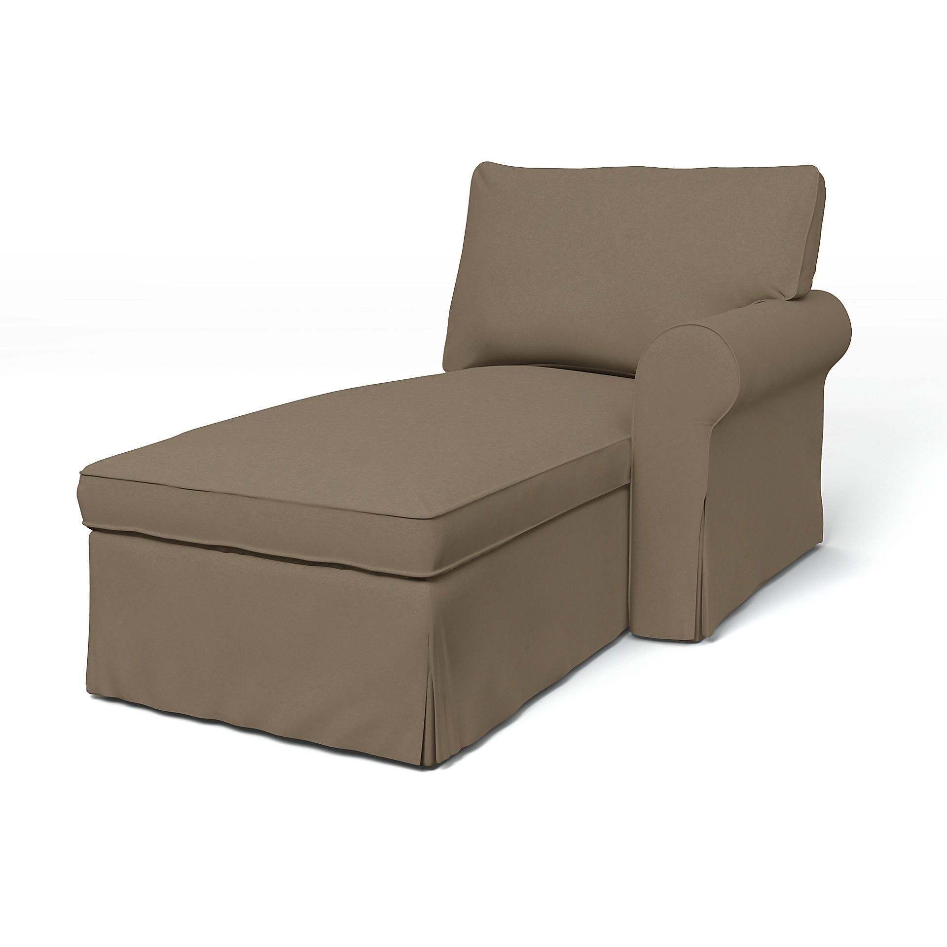 IKEA - Ektorp Chaise with Right Armrest Cover, Taupe, Velvet - Bemz