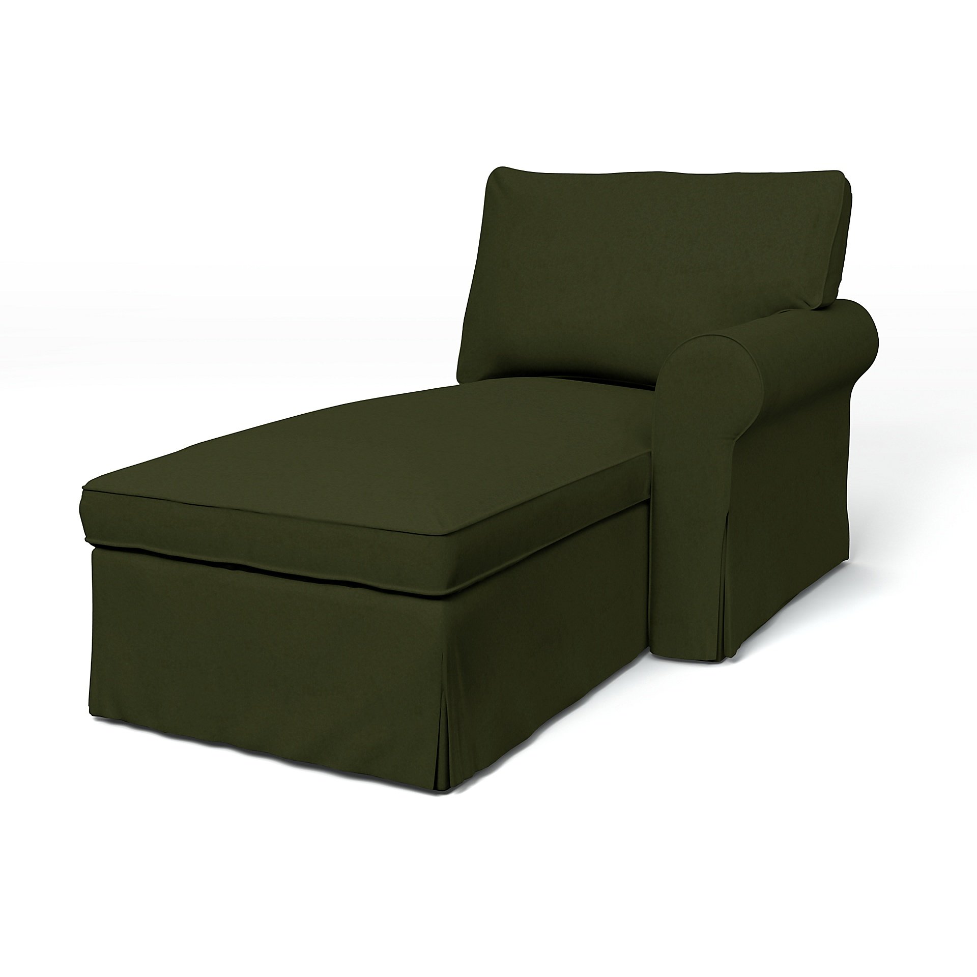 IKEA - Ektorp Chaise with Right Armrest Cover, Moss, Velvet - Bemz