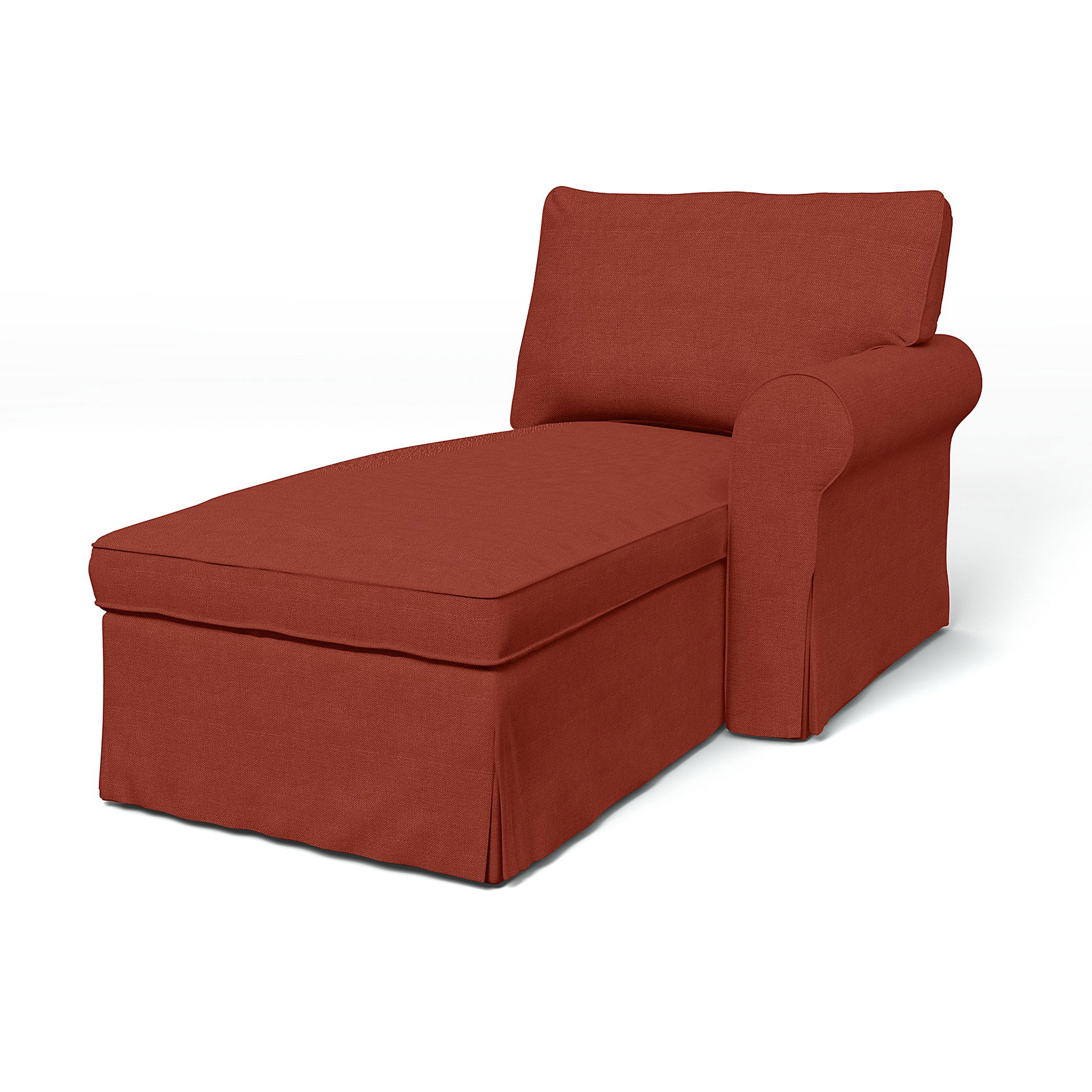 IKEA - Ektorp Chaise with Right Armrest Cover, Cayenne, Linen - Bemz