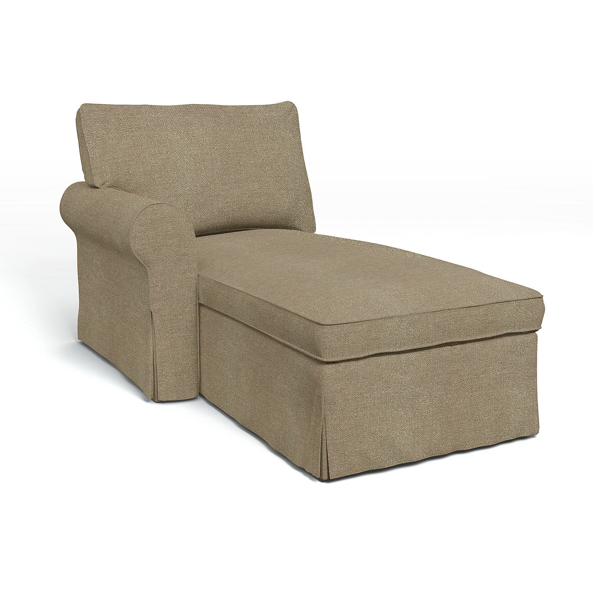 IKEA - Ektorp Chaise with Left Armrest Cover, Pebble, Boucle & Texture - Bemz