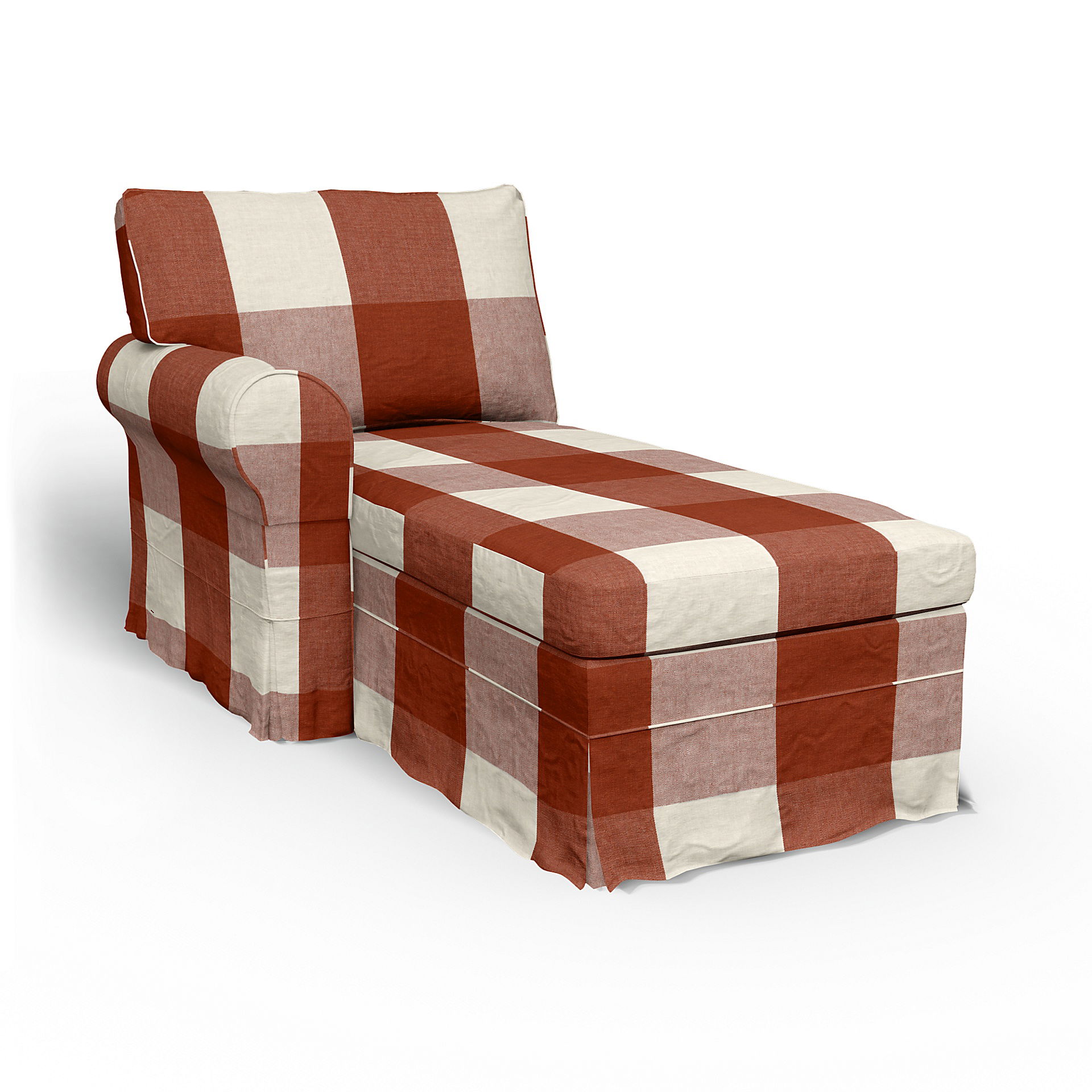IKEA - Ektorp Chaise with Left Armrest Cover, Terracotta, Linen - Bemz