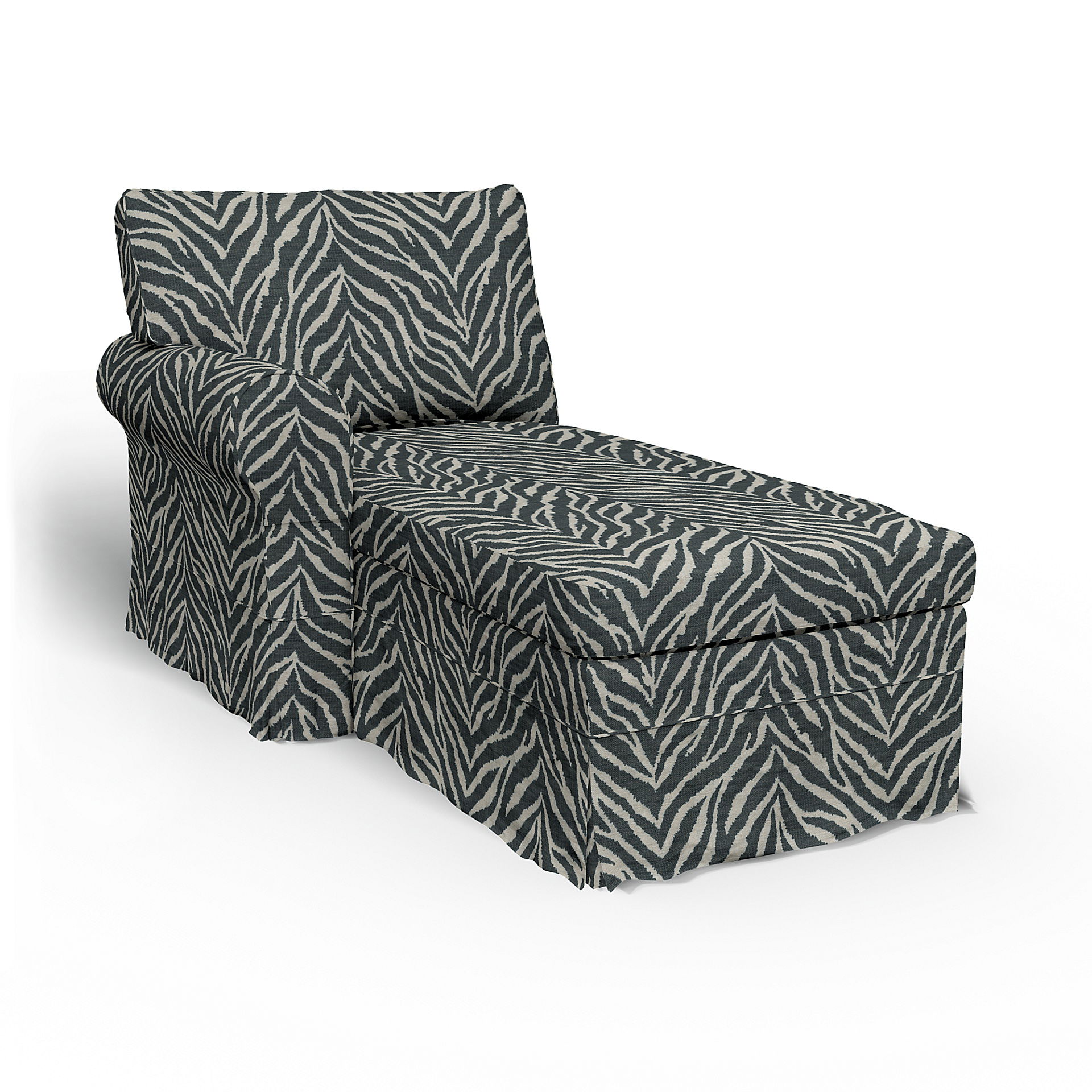 Bemz IKEA - Hoes voor chaise longue Ektorp met armleuning links, Black/White, DE NATURES’ PALETTE COLLECTION VAN 