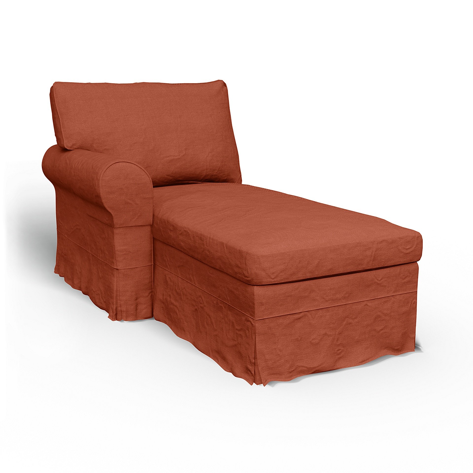 IKEA - Ektorp Chaise with Left Armrest Cover, Burnt Orange, Linen - Bemz