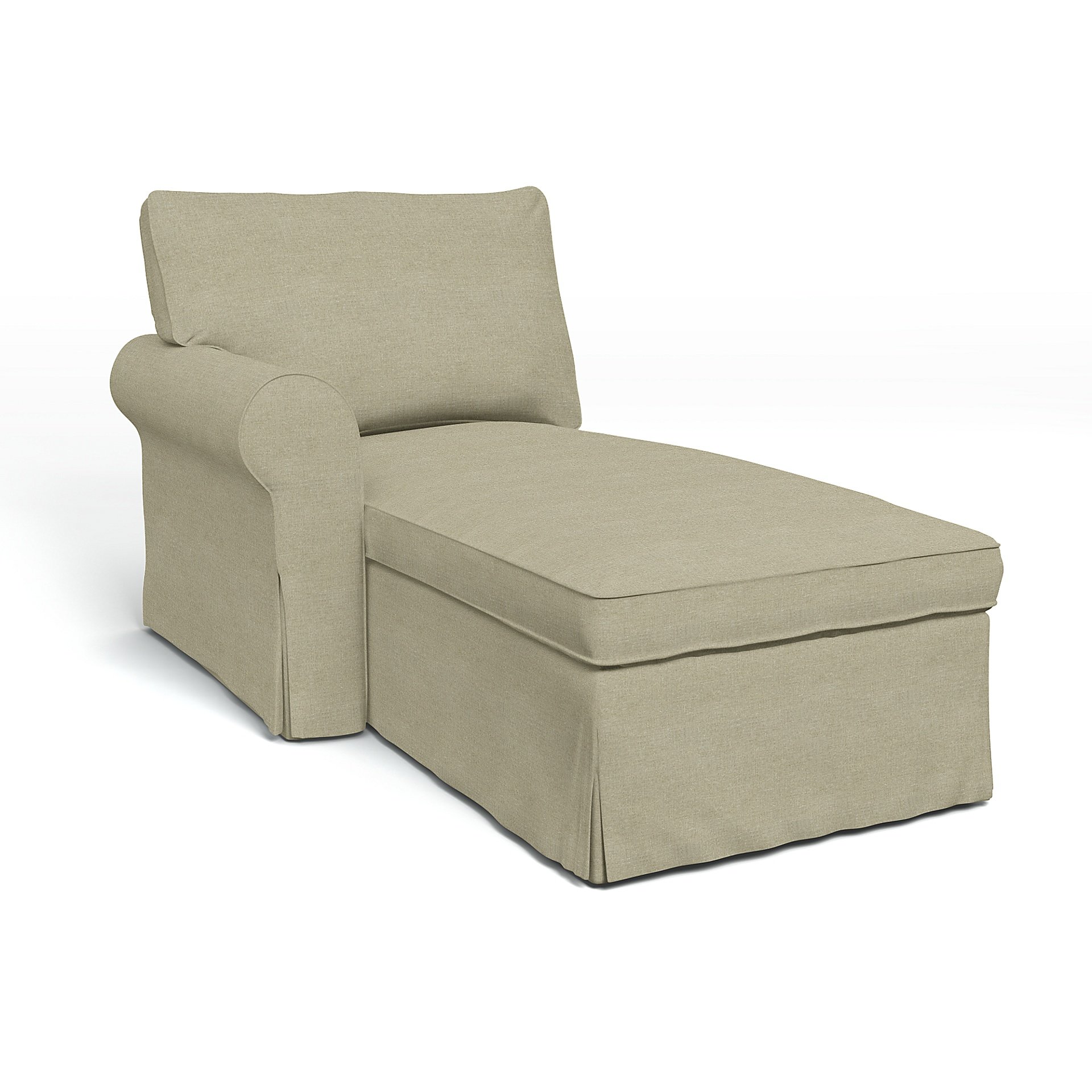 IKEA - Ektorp Chaise with Left Armrest Cover, Pebble, Linen - Bemz
