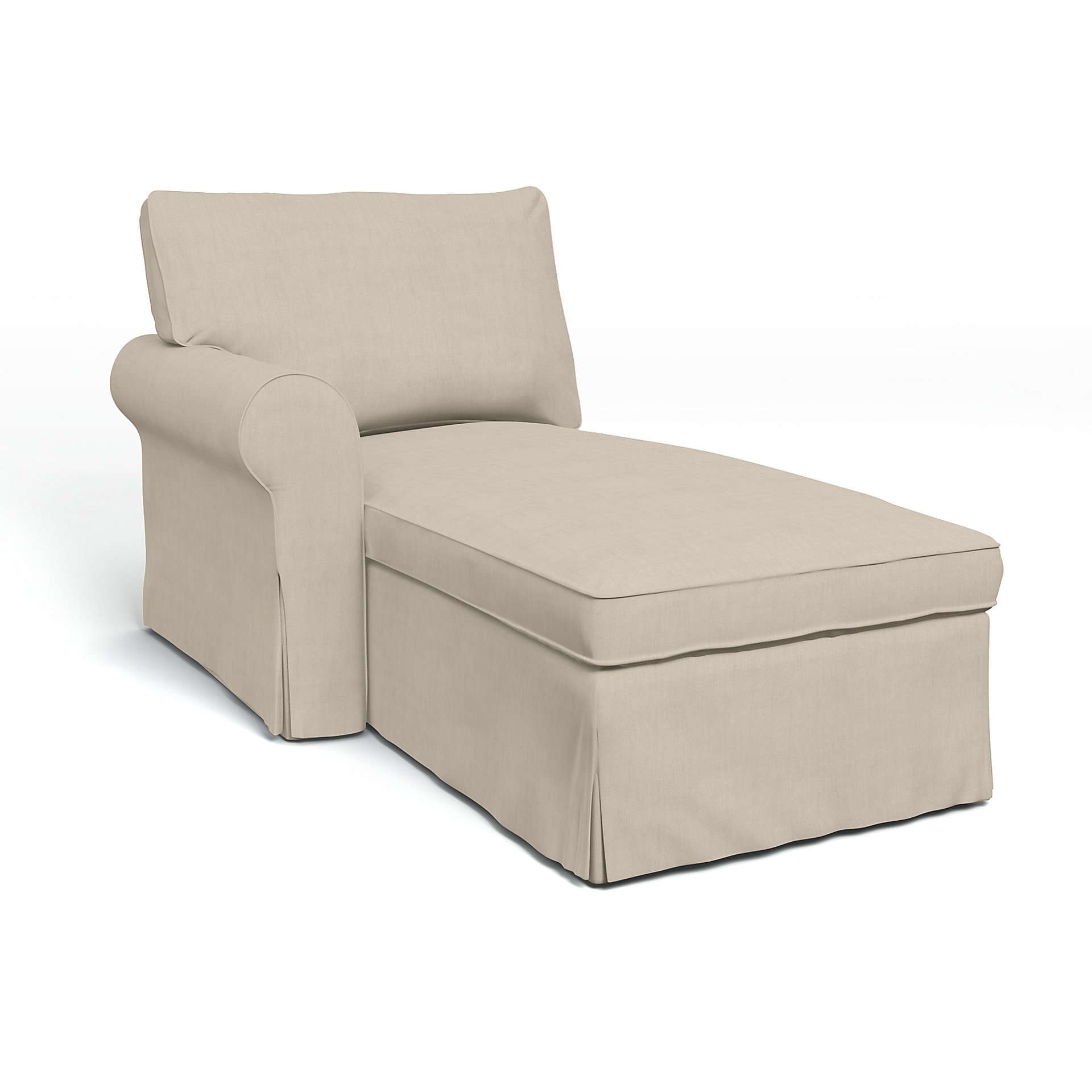 IKEA - Ektorp Chaise with Left Armrest Cover, Parchment, Linen - Bemz