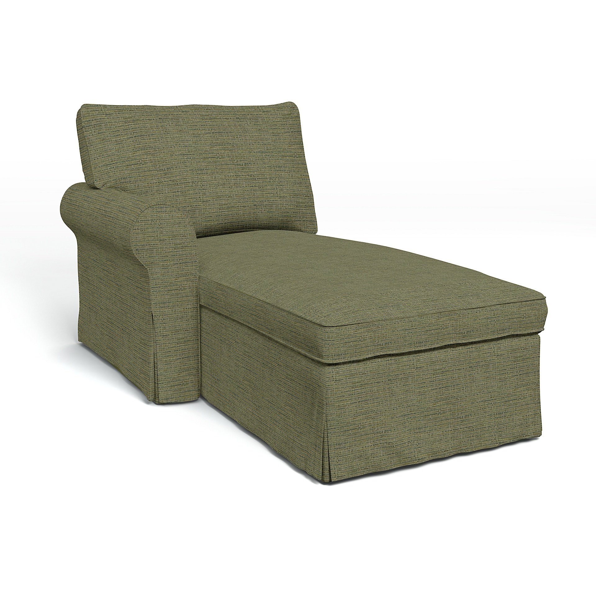 IKEA - Ektorp Chaise with Left Armrest Cover, Meadow Green, Boucle & Texture - Bemz