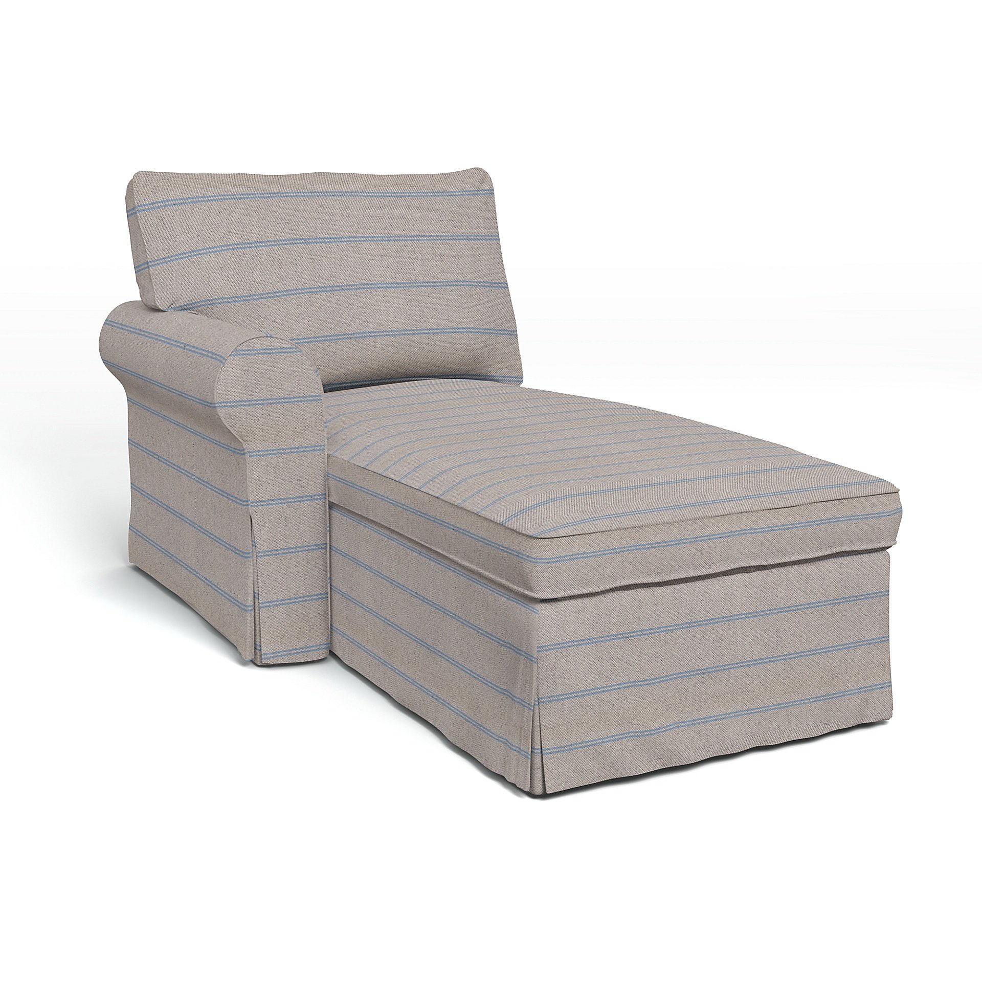 IKEA - Ektorp Chaise with Left Armrest Cover, Blue Stripe, Cotton - Bemz