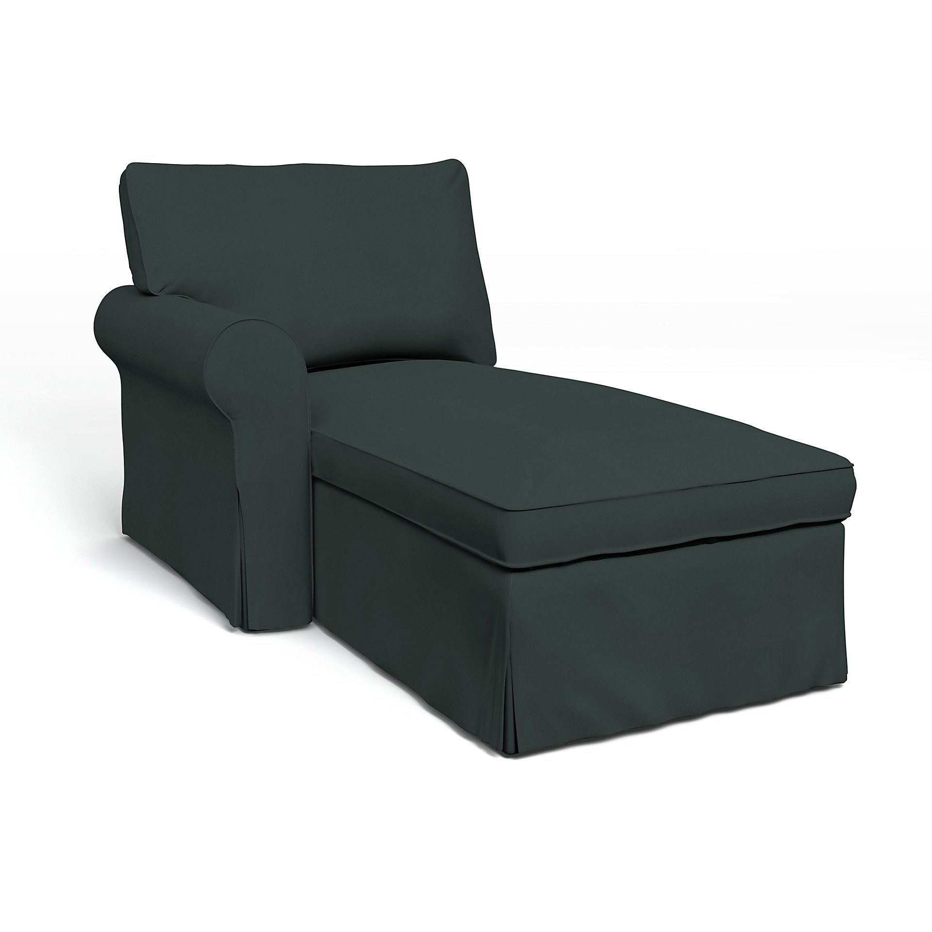 IKEA - Ektorp Chaise with Left Armrest Cover, Graphite Grey, Cotton - Bemz