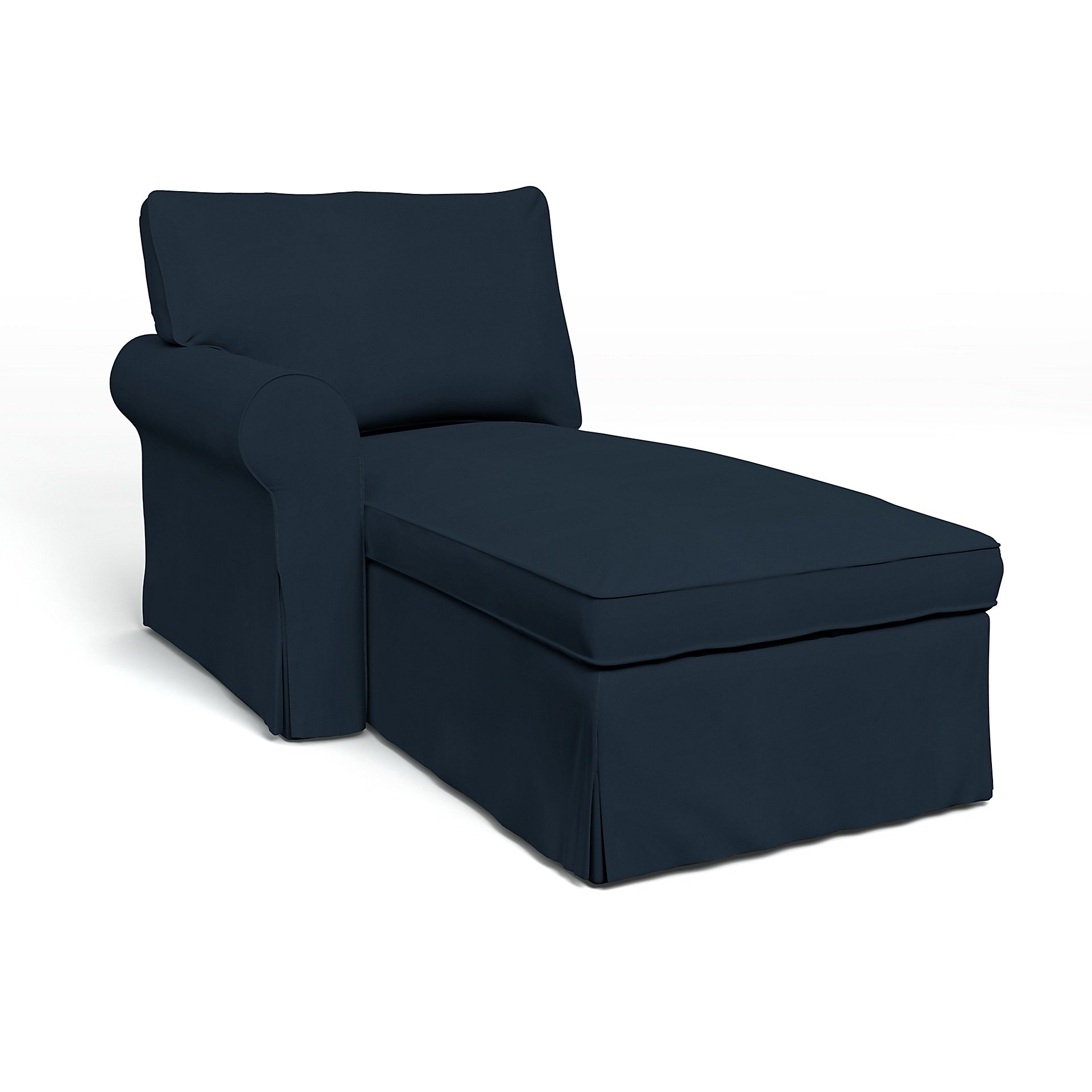 IKEA - Ektorp Chaise with Left Armrest Cover, Navy Blue, Cotton - Bemz