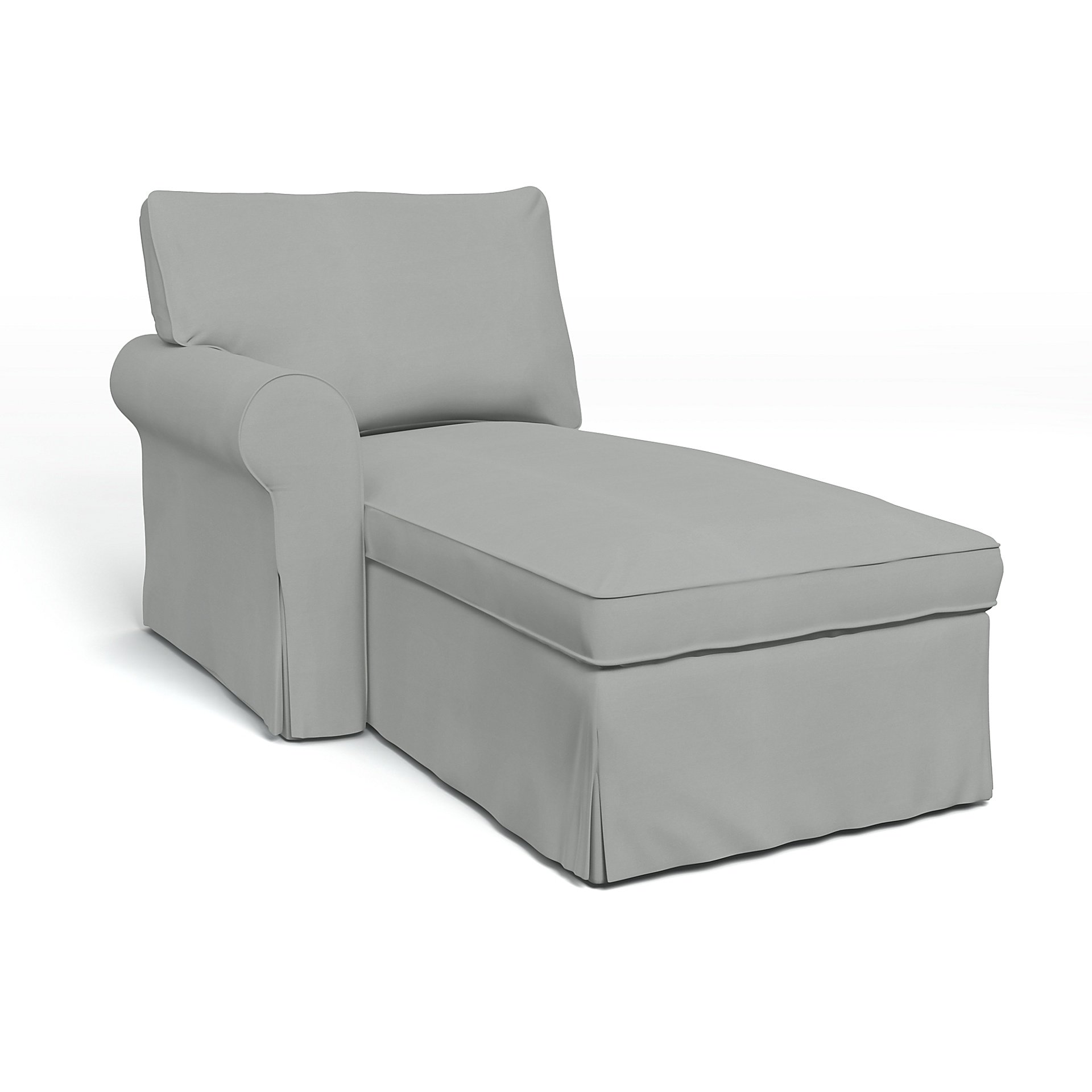 IKEA - Ektorp Chaise with Left Armrest Cover, Silver Grey, Cotton - Bemz