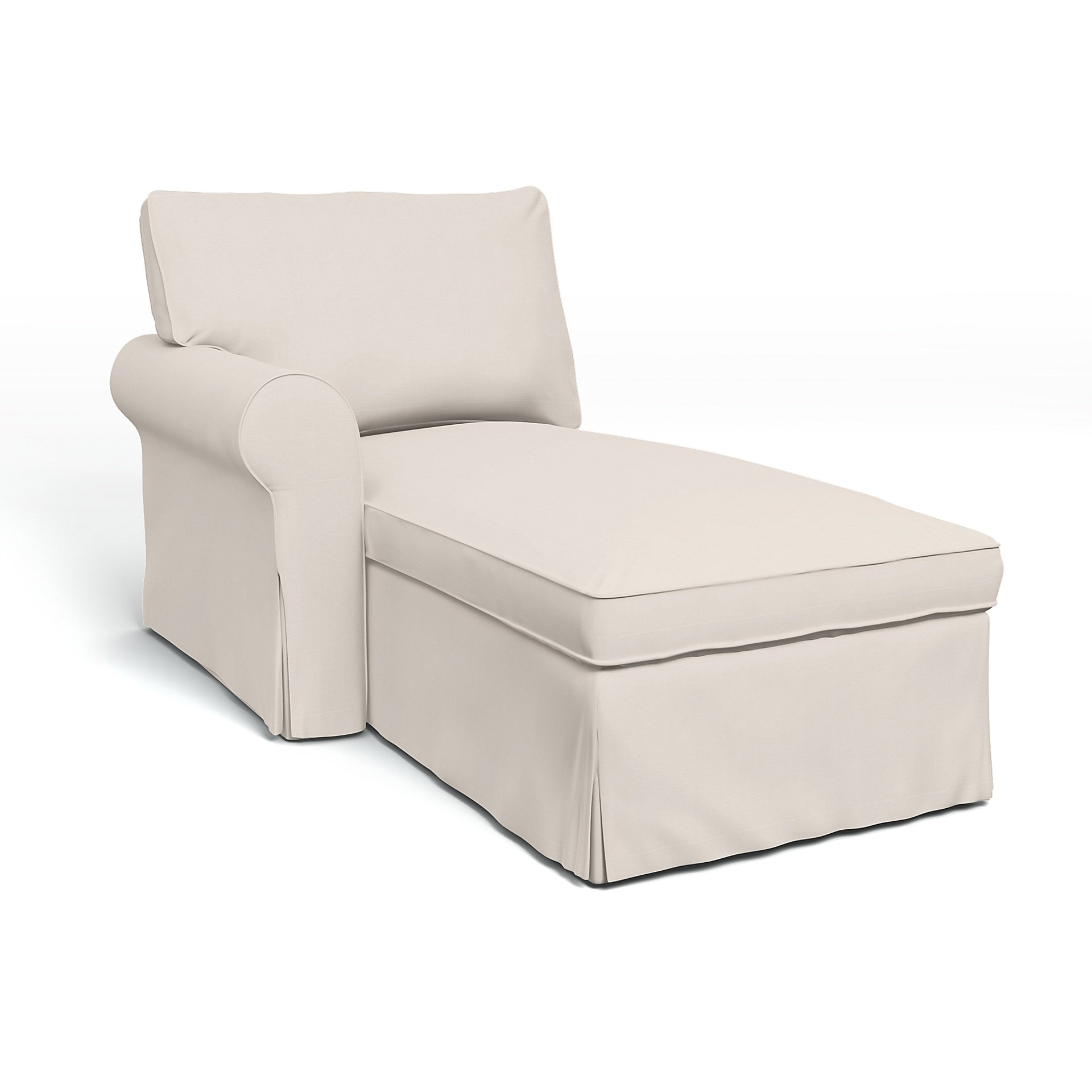 IKEA - Ektorp Chaise with Left Armrest Cover, Soft White, Cotton - Bemz