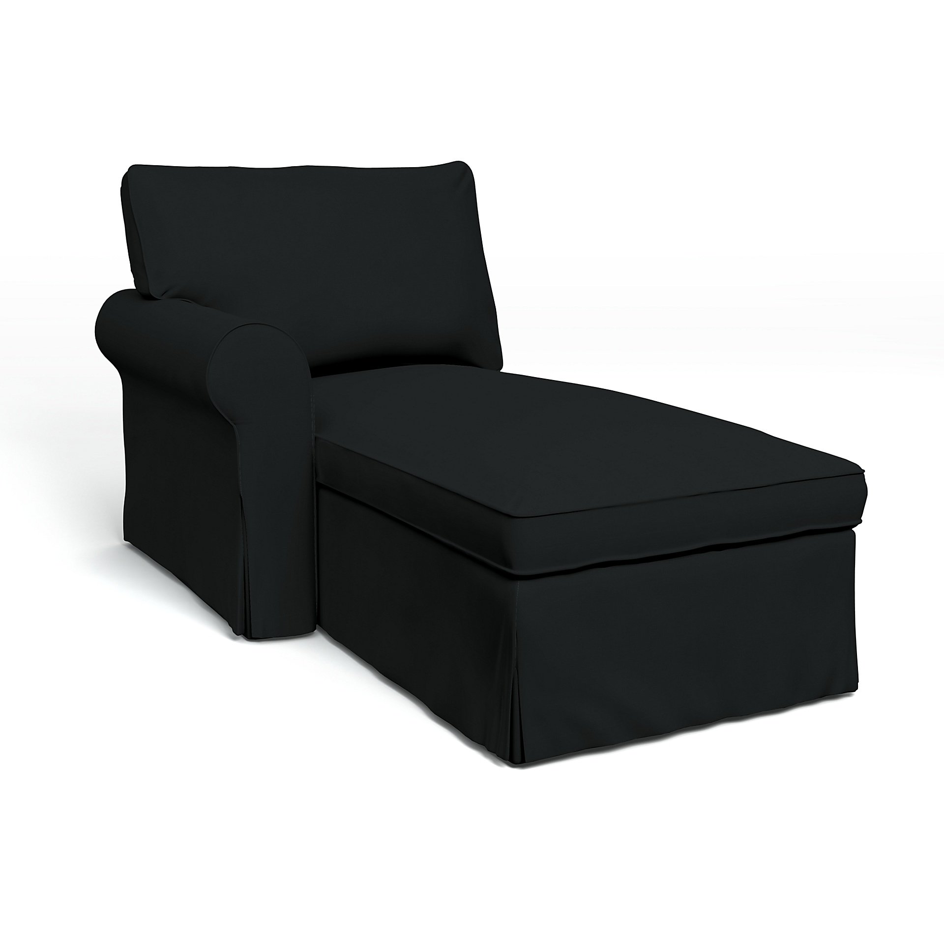 IKEA - Ektorp Chaise with Left Armrest Cover, Jet Black, Cotton - Bemz