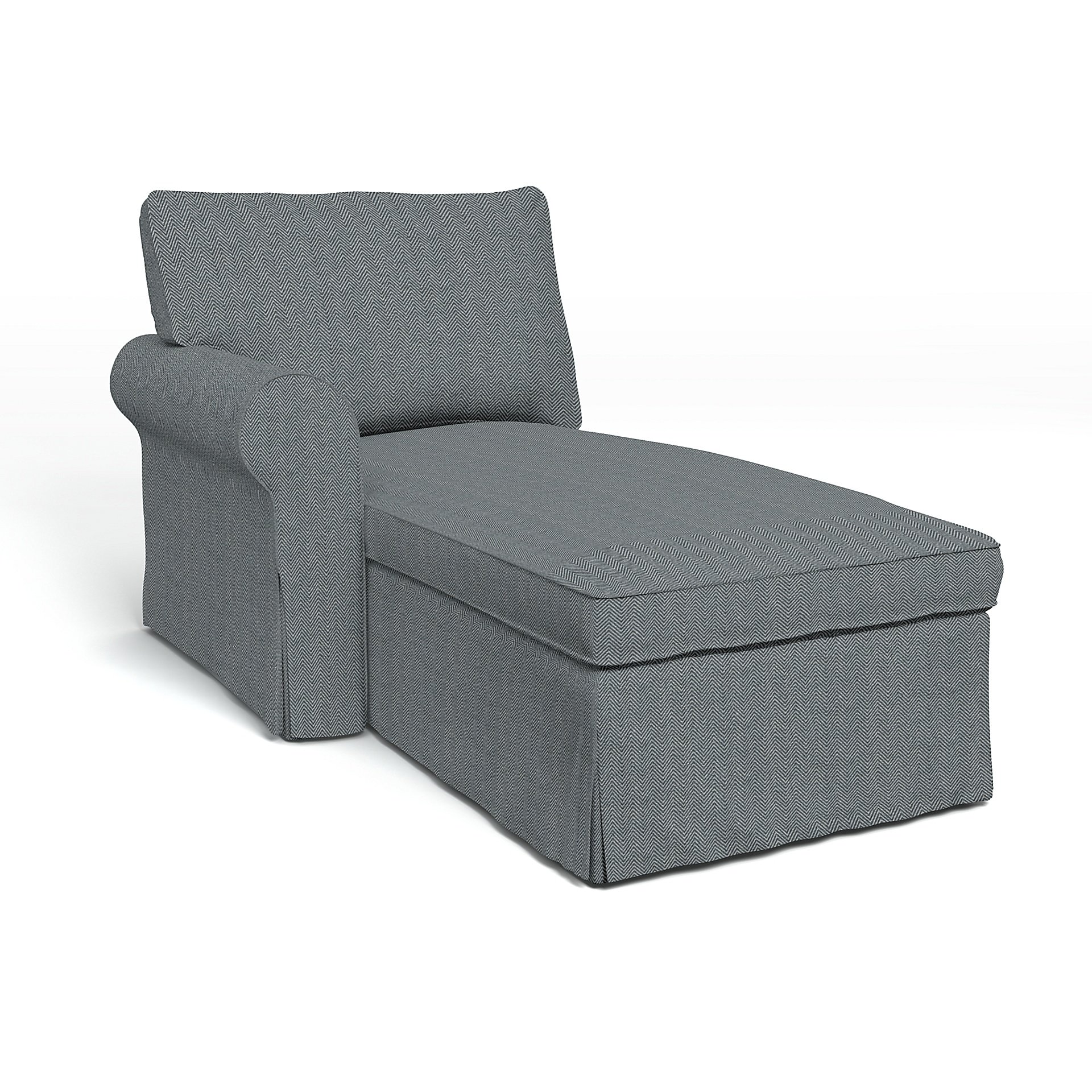 IKEA - Ektorp Chaise with Left Armrest Cover, Denim, Cotton - Bemz