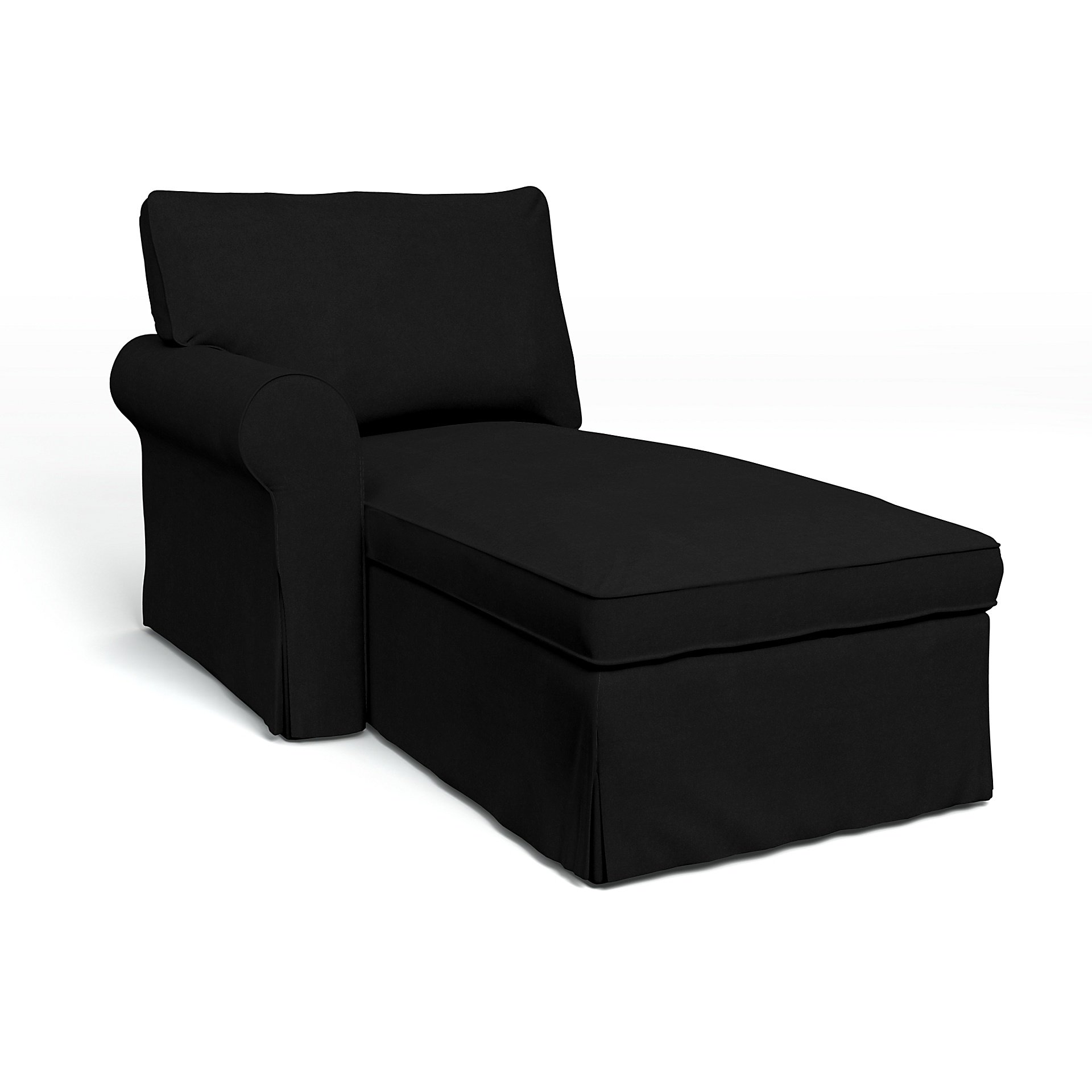 IKEA - Ektorp Chaise with Left Armrest Cover, Black, Velvet - Bemz