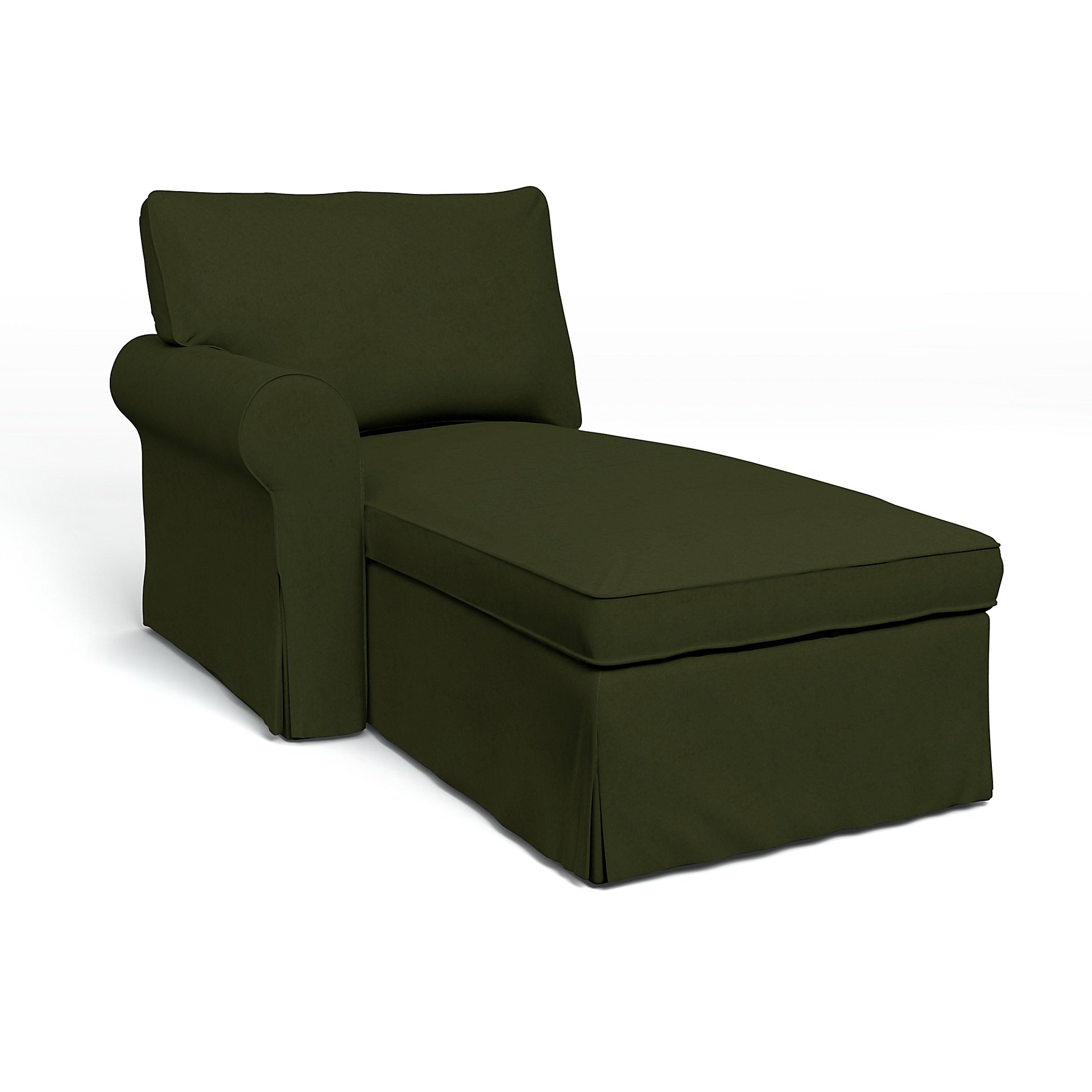 IKEA - Ektorp Chaise with Left Armrest Cover, Moss, Velvet - Bemz