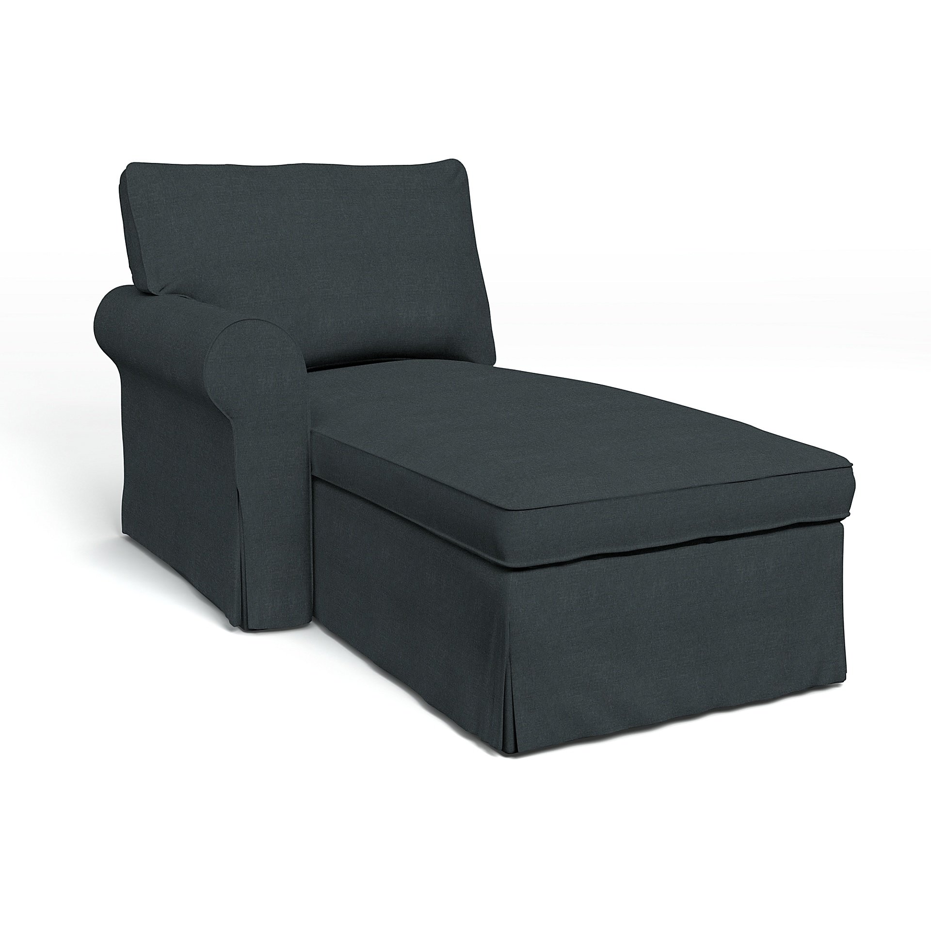 IKEA - Ektorp Chaise with Left Armrest Cover, Graphite Grey, Linen - Bemz