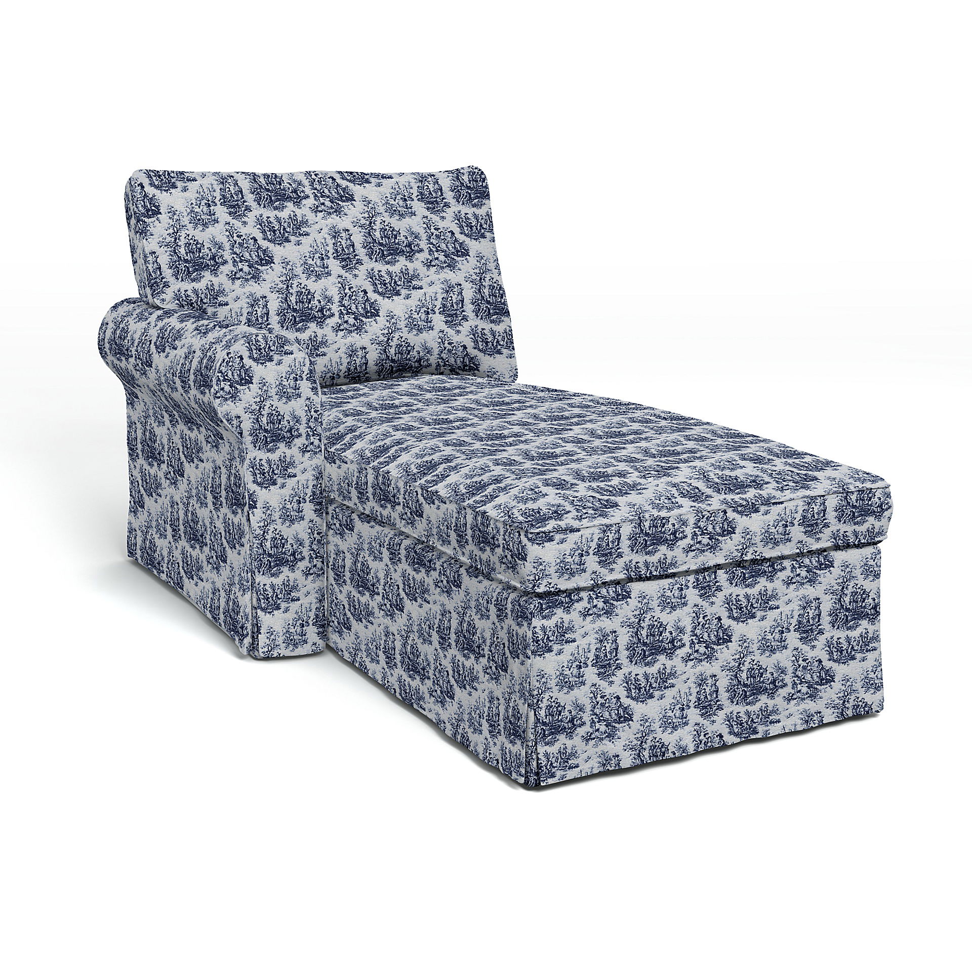 IKEA - Överdrag till Ektorp schäslong med vänster armstöd, Dark Blue, BOUCLÉ & TEXTUR - Bemz