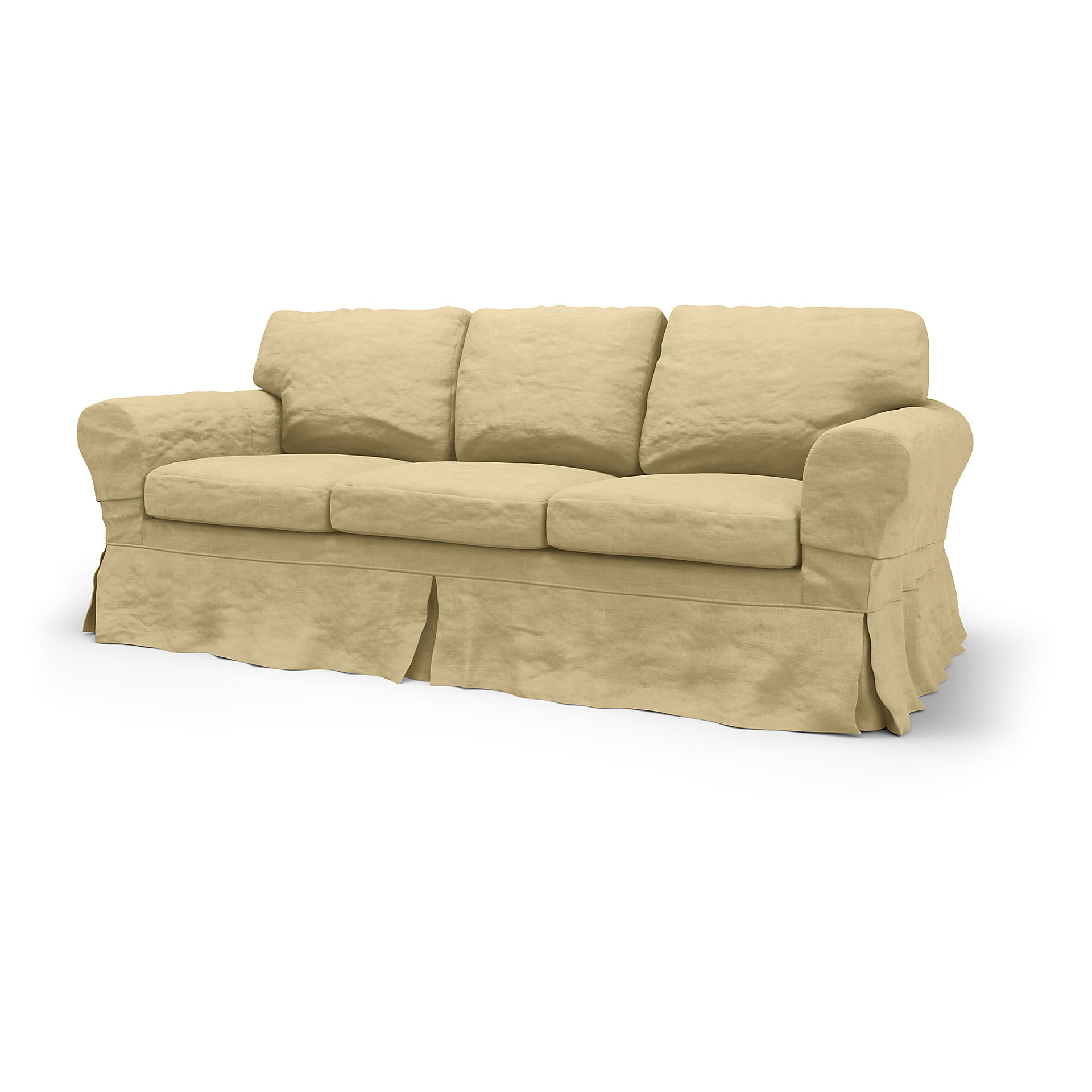 IKEA - Ektorp 3 Seater Sofa Bed Cover, Soft Yellow, Linen - Bemz