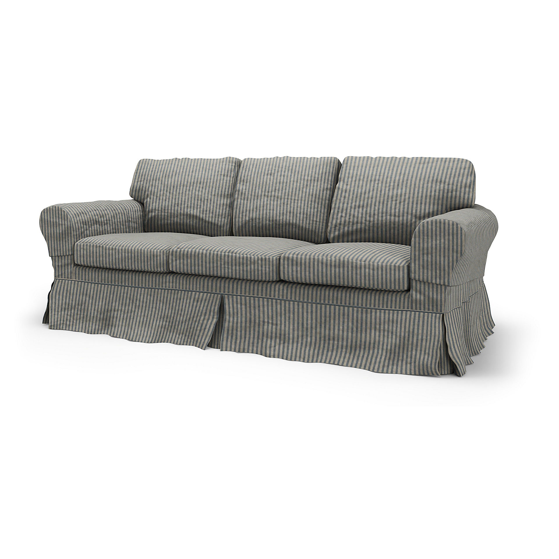 IKEA - Ektorp 3 Seater Sofa Bed Cover, Dark Blue / Natural, Linen - Bemz