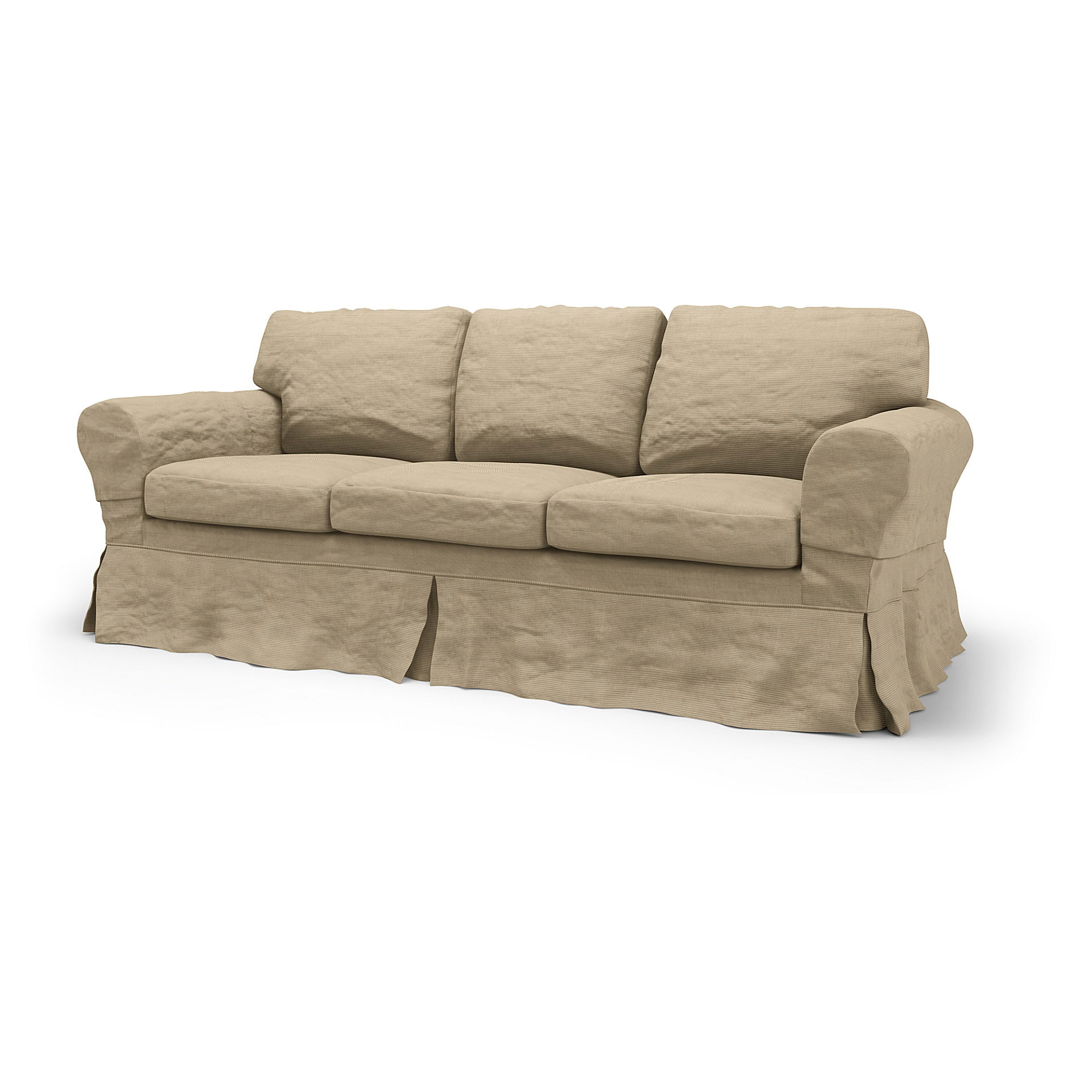 IKEA - Ektorp 3 Seater Sofa Bed Cover, Oyster Grey, Corduroy - Bemz