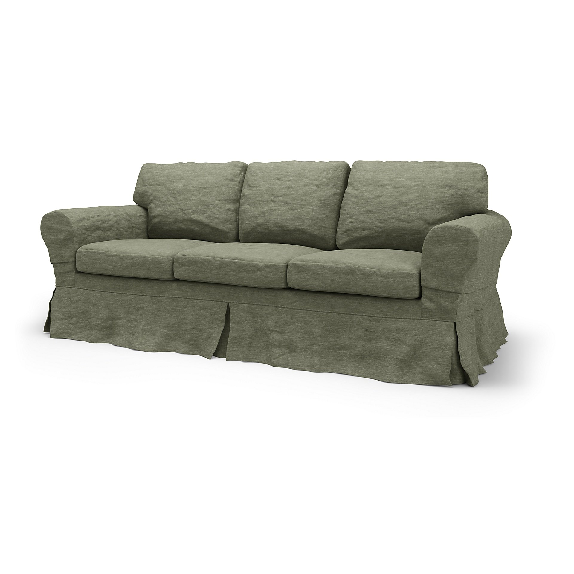 IKEA - Ektorp 3 Seater Sofa Bed Cover, Green Grey, Velvet - Bemz