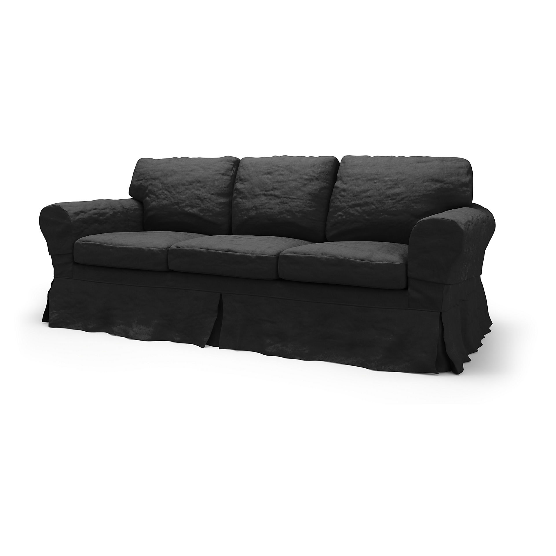 IKEA - Ektorp 3 Seater Sofa Bed Cover, Black, Velvet - Bemz