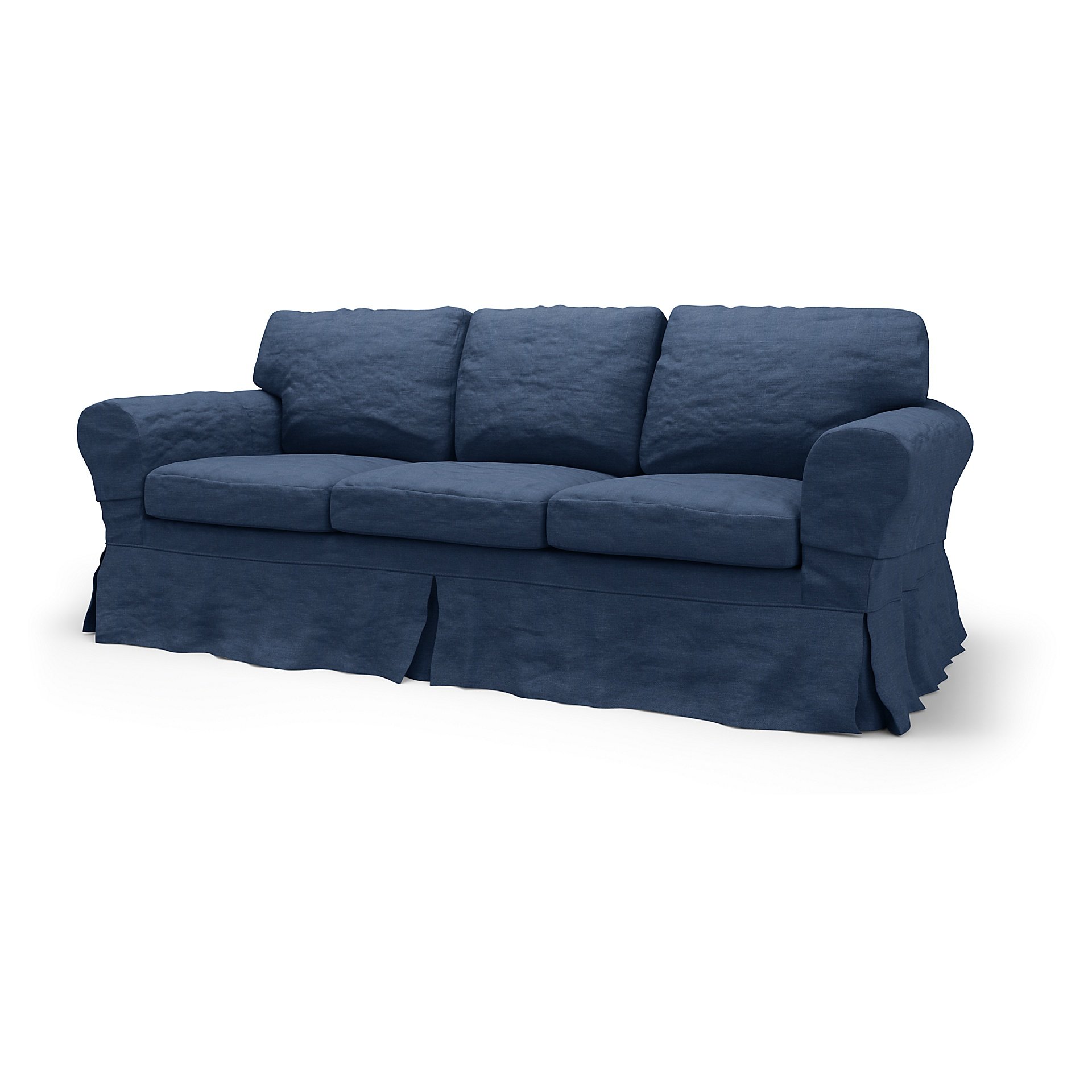 IKEA - Ektorp 3 Seater Sofa Bed Cover, Navy Blue, Linen - Bemz