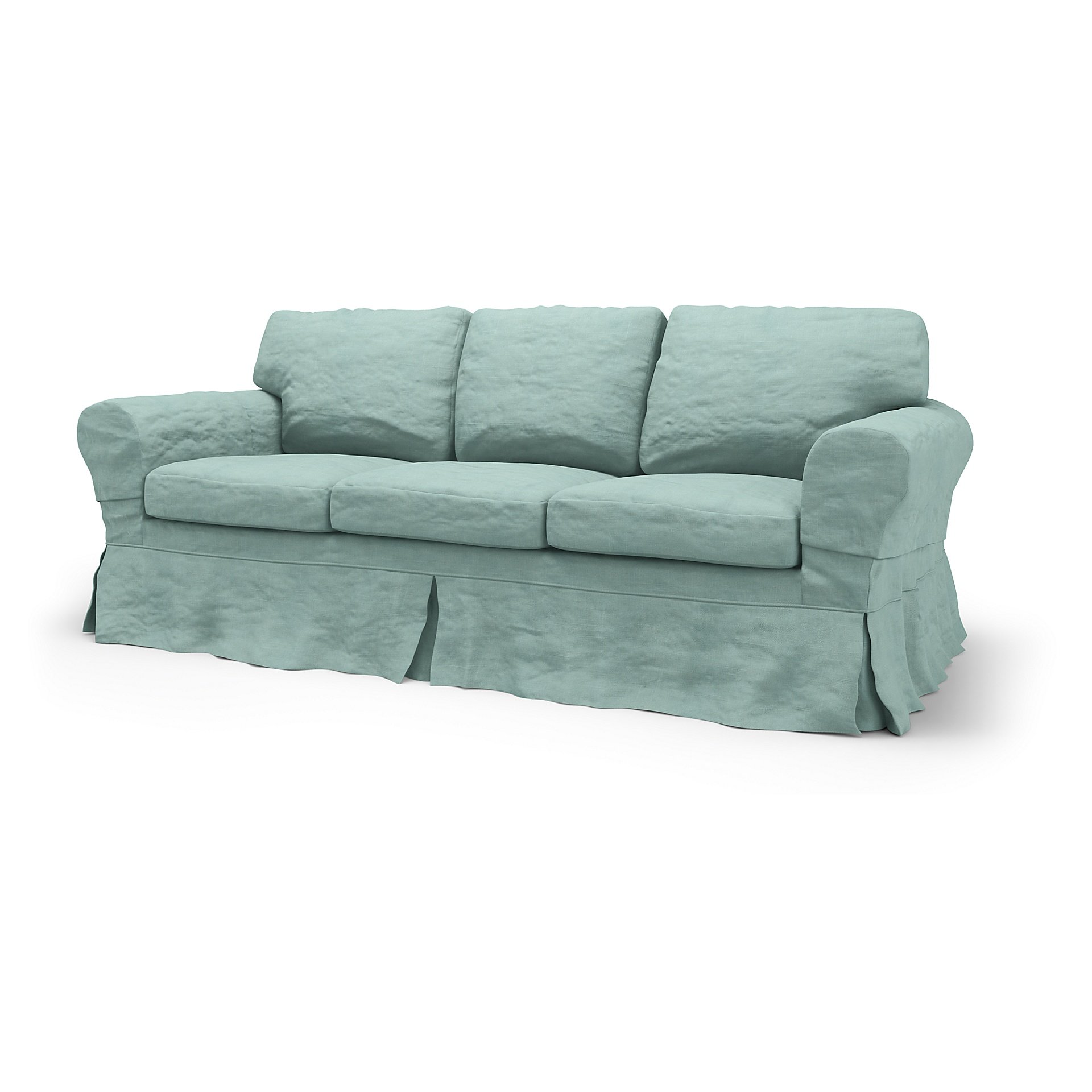 IKEA - Ektorp 3 Seater Sofa Bed Cover, Mineral Blue, Linen - Bemz