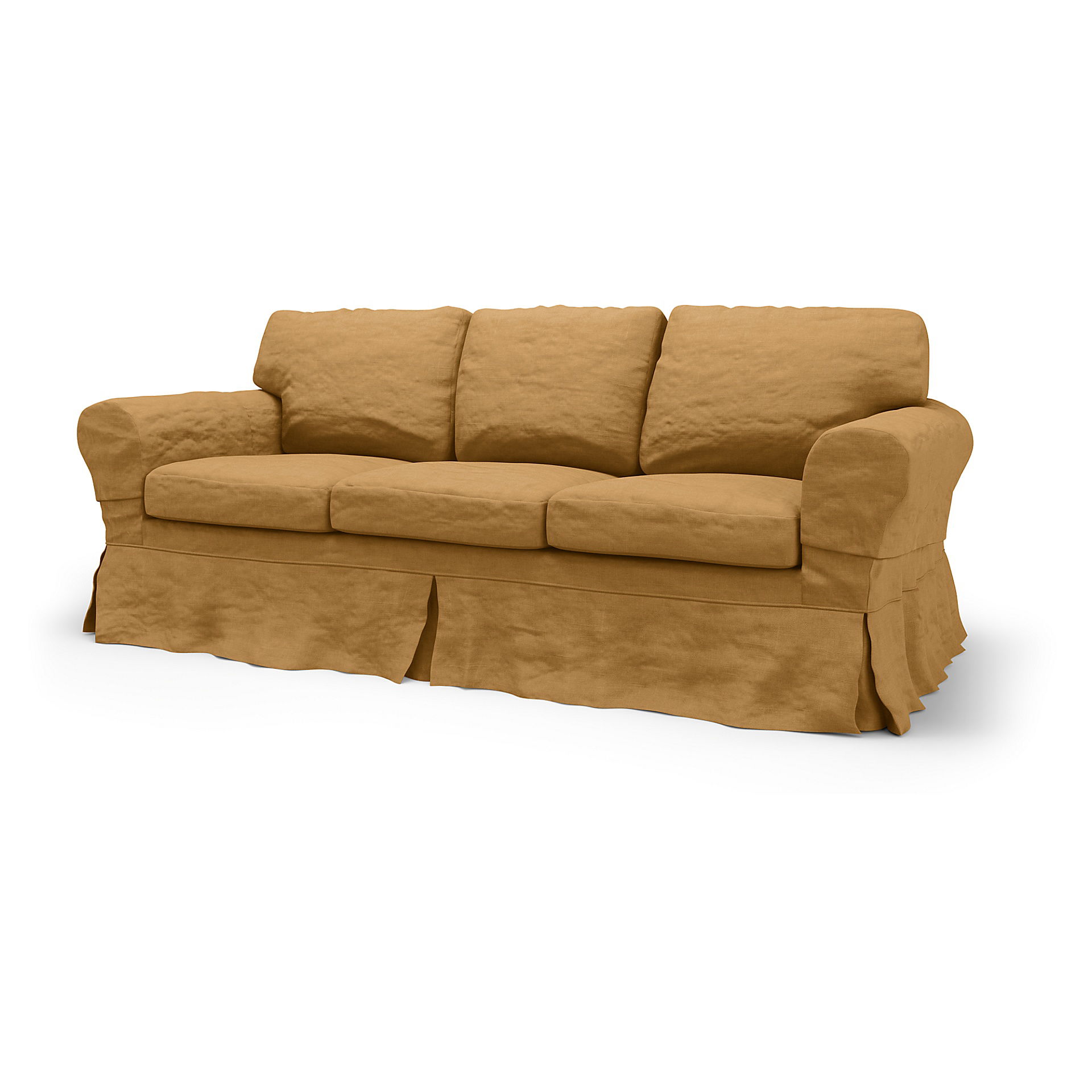 IKEA - Ektorp 3 Seater Sofa Bed Cover, Mustard, Linen - Bemz