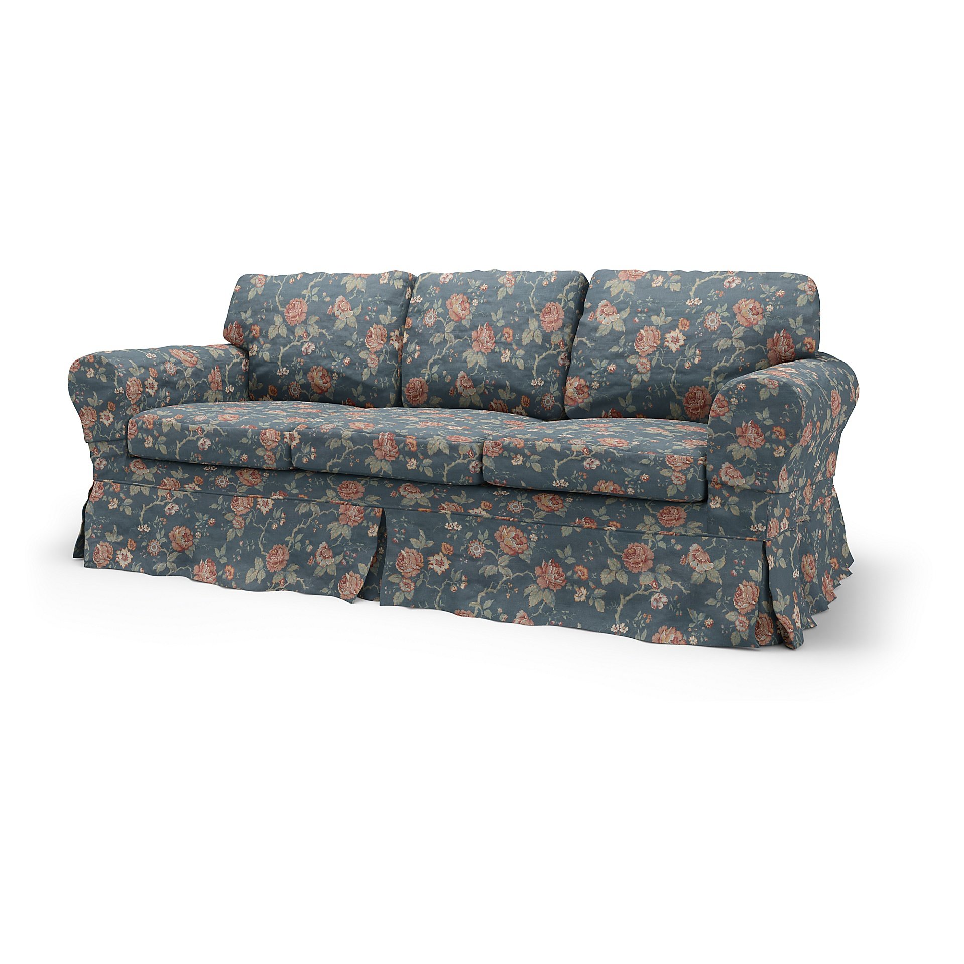 IKEA - Ektorp 3 Seater Sofa Bed Cover, Rosentrad Dark, BEMZ x BORASTAPETER COLLECTION - Bemz