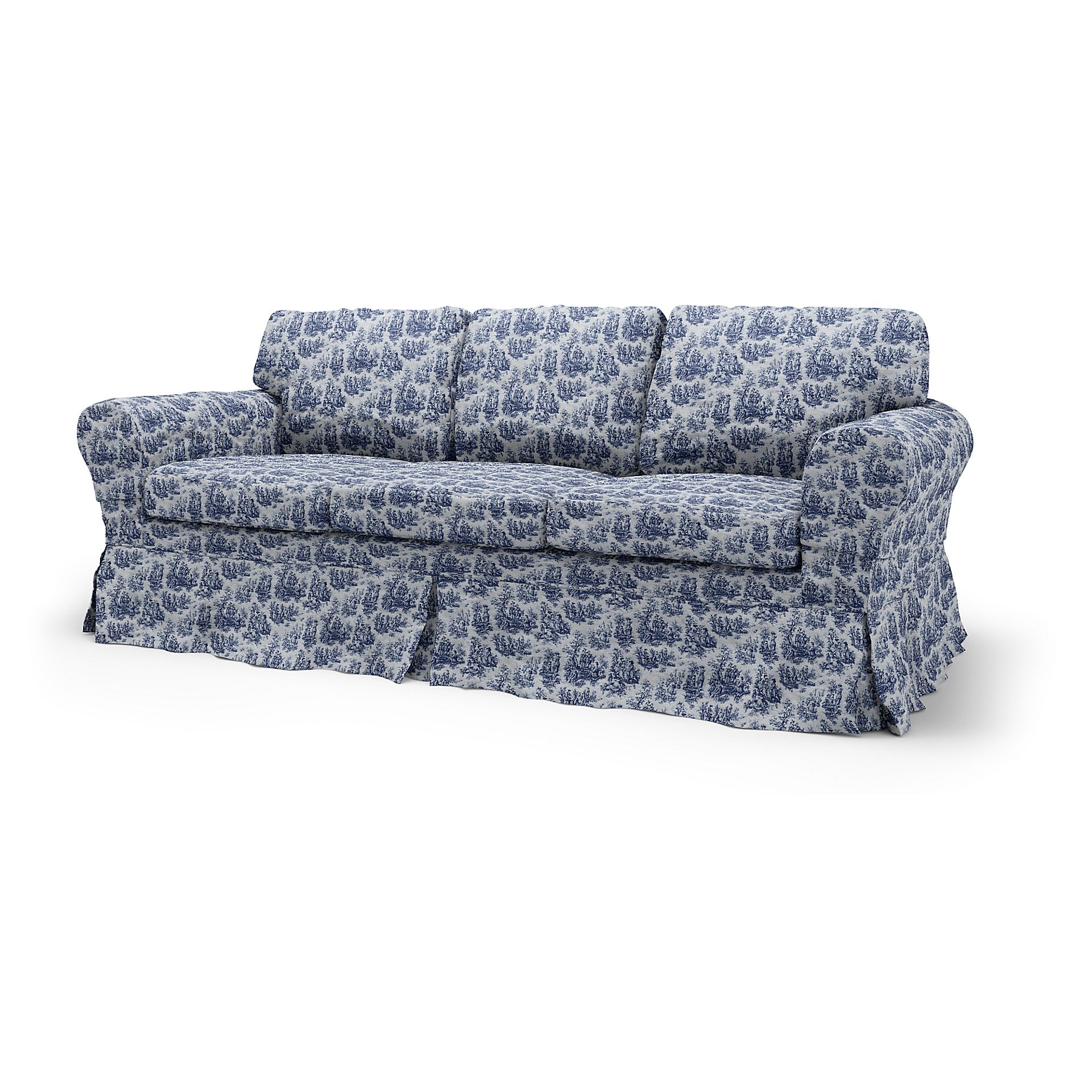 IKEA - Ektorp 3 Seater Sofa Bed Cover, Dark Blue, Boucle & Texture - Bemz