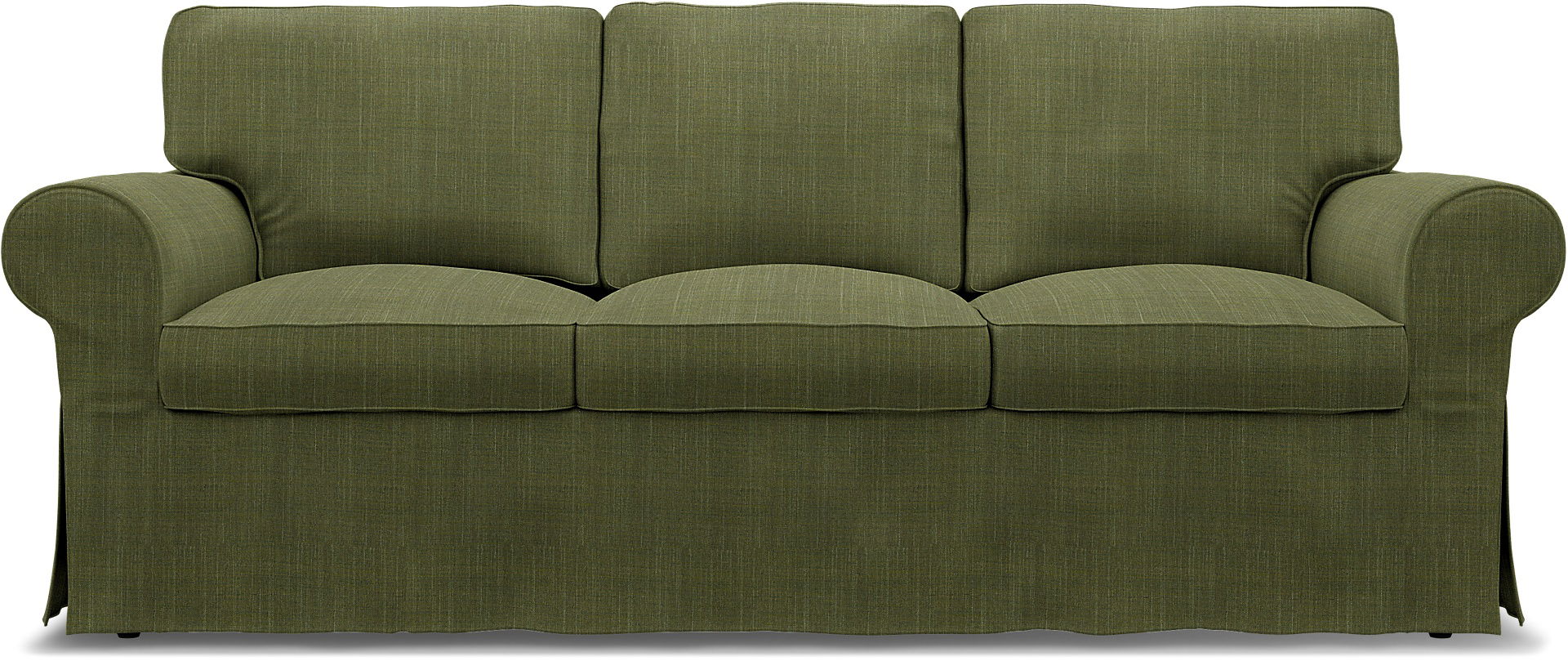 IKEA - Ektorp 3 Seater Sofa Bed Cover, Moss Green, Bouclé & Texture - Bemz