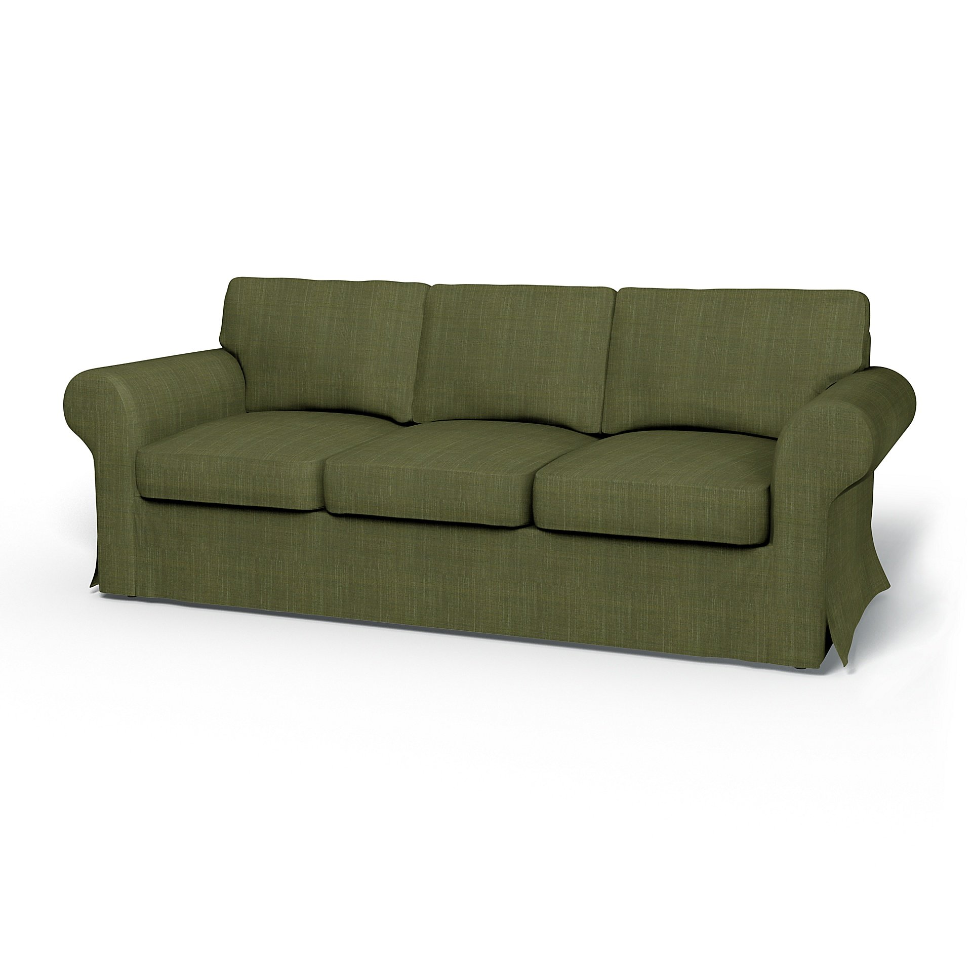 IKEA - Ektorp 3 Seater Sofa Bed Cover, Moss Green, Boucle & Texture - Bemz