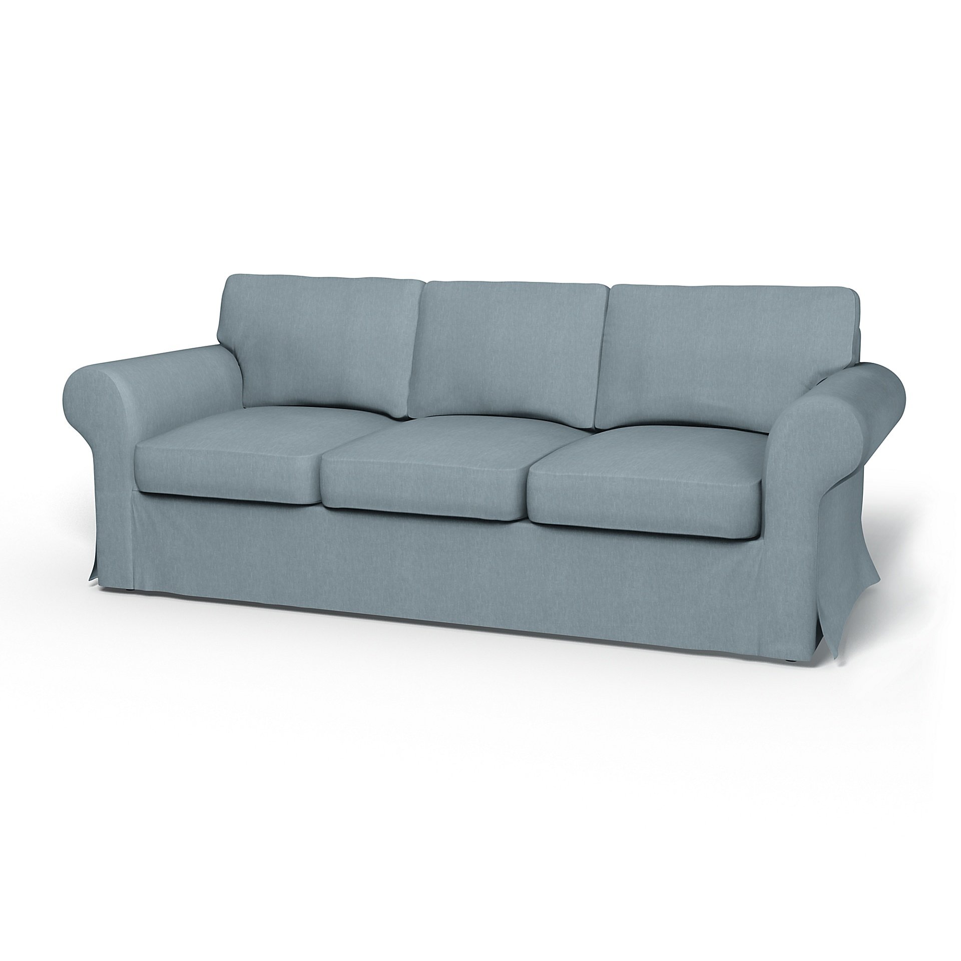 IKEA - Ektorp 3 Seater Sofa Bed Cover, Dusty Blue, Linen - Bemz
