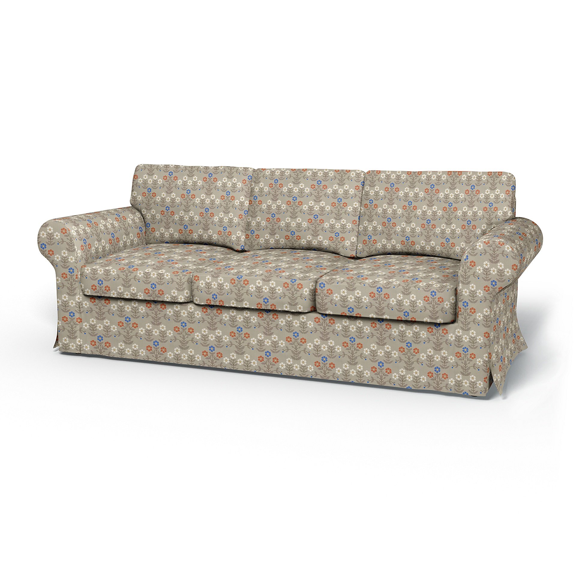 IKEA - Ektorp 3 Seater Sofa Bed Cover, Sippor Blue/Orange, BEMZ x BORASTAPETER COLLECTION - Bemz